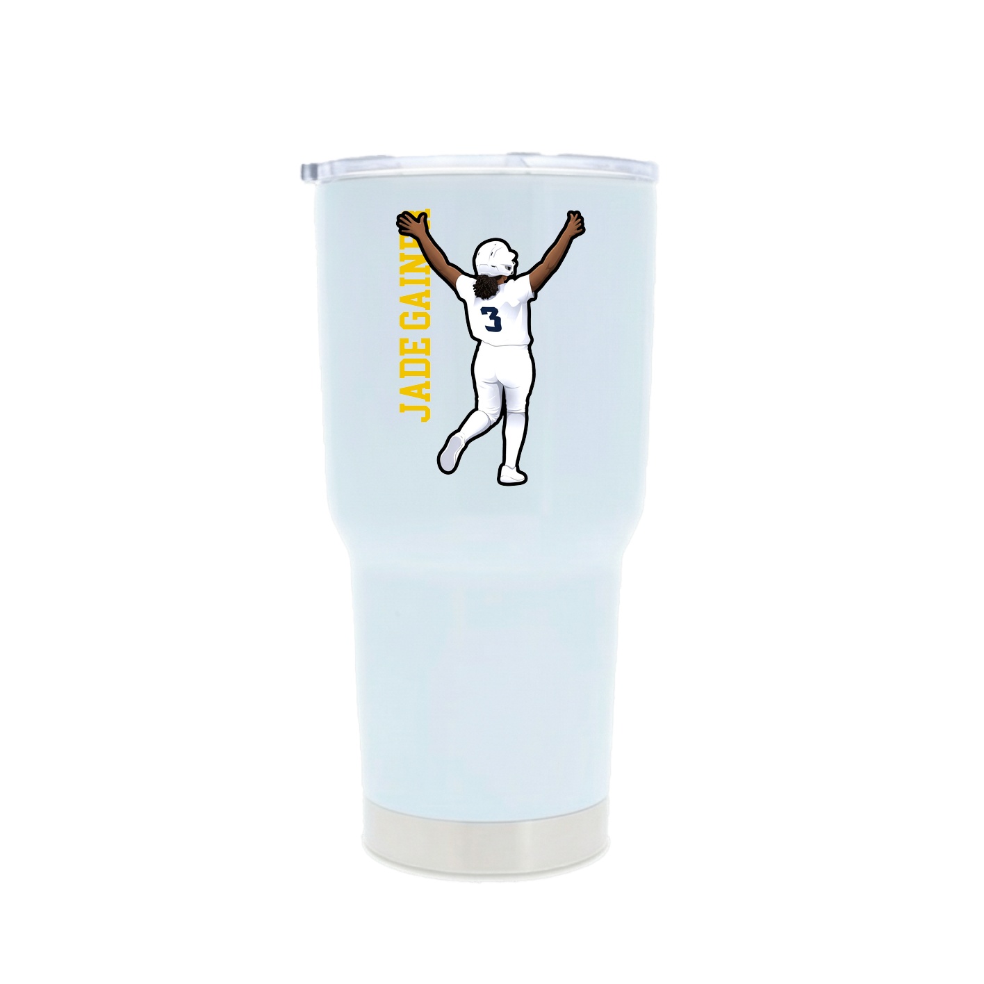 30oz Stainless Steel Tumbler — Name Vertical in White