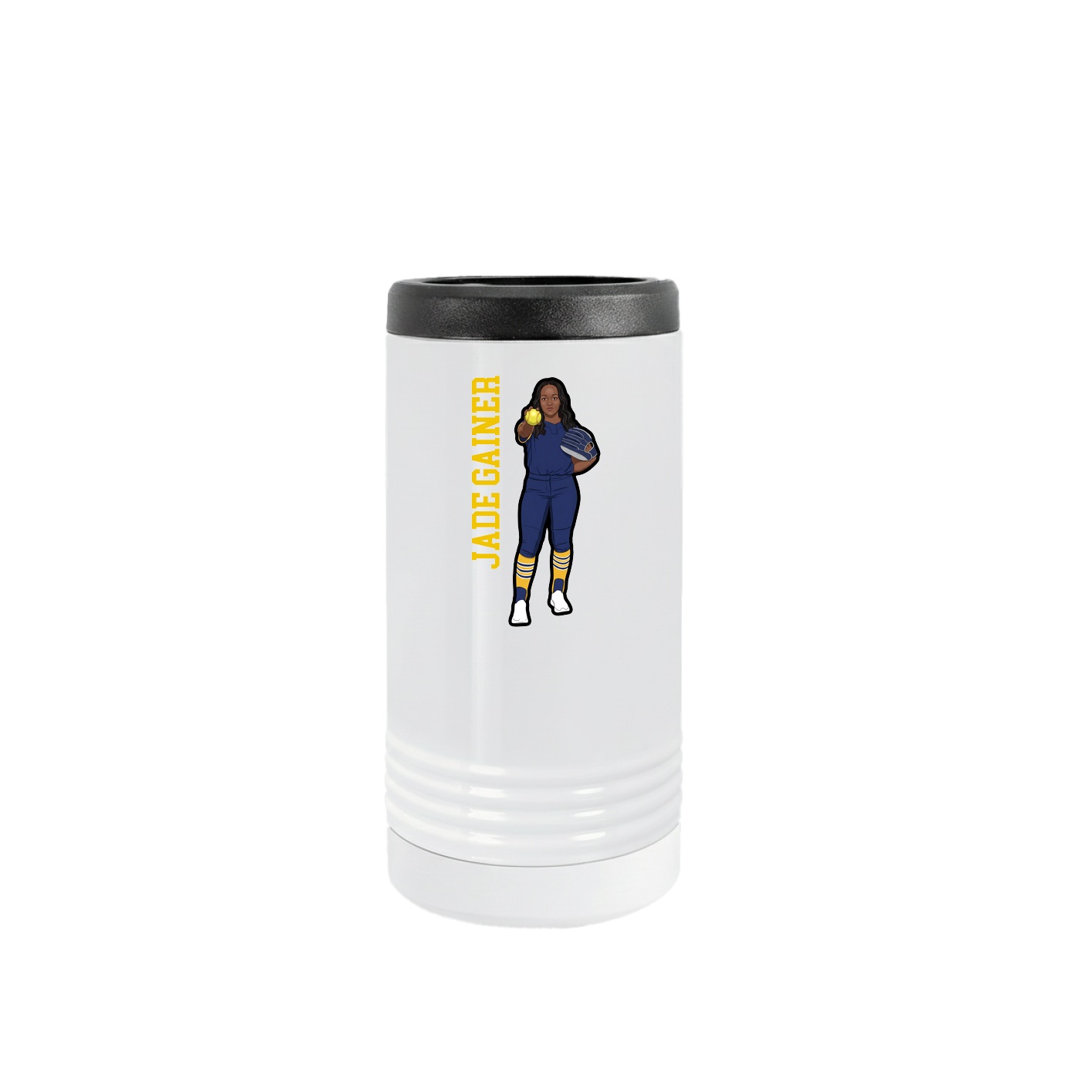Slim Beverage Holder — Name Vertical in White