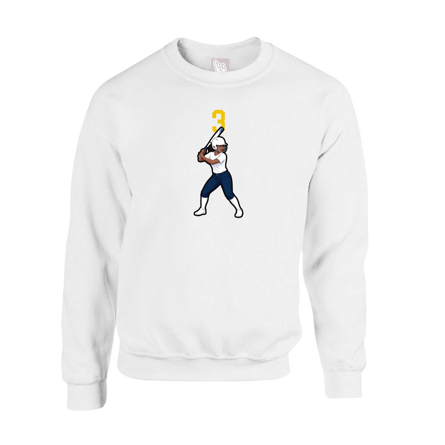 Fleece Crew — Number Top in White