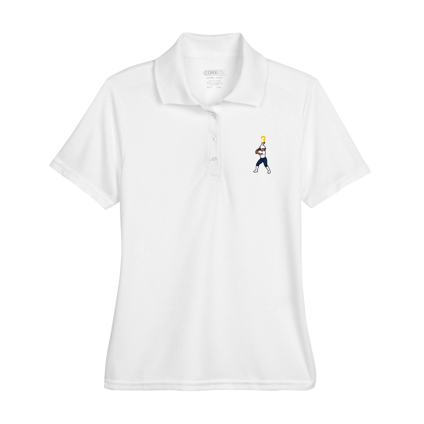 Womens Performance Polo — Number Top in White
