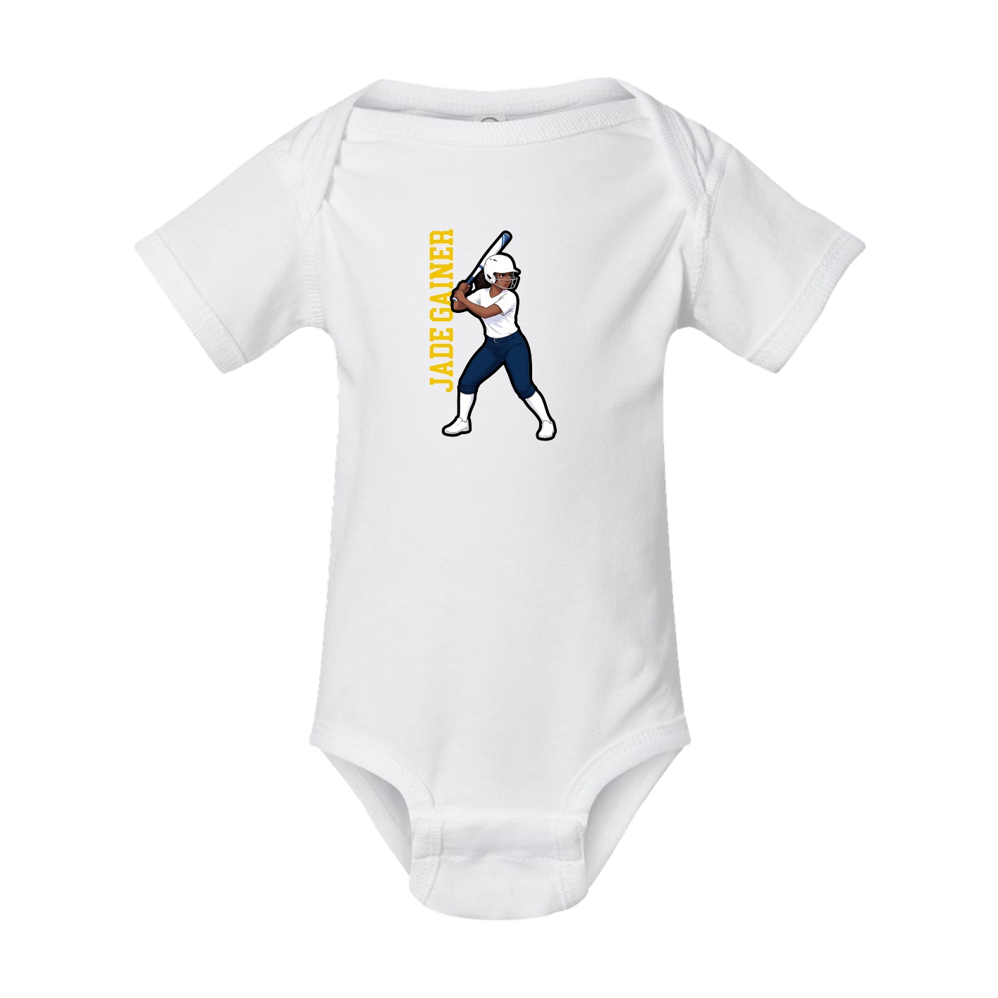 Baby Onesie — Name Vertical in White