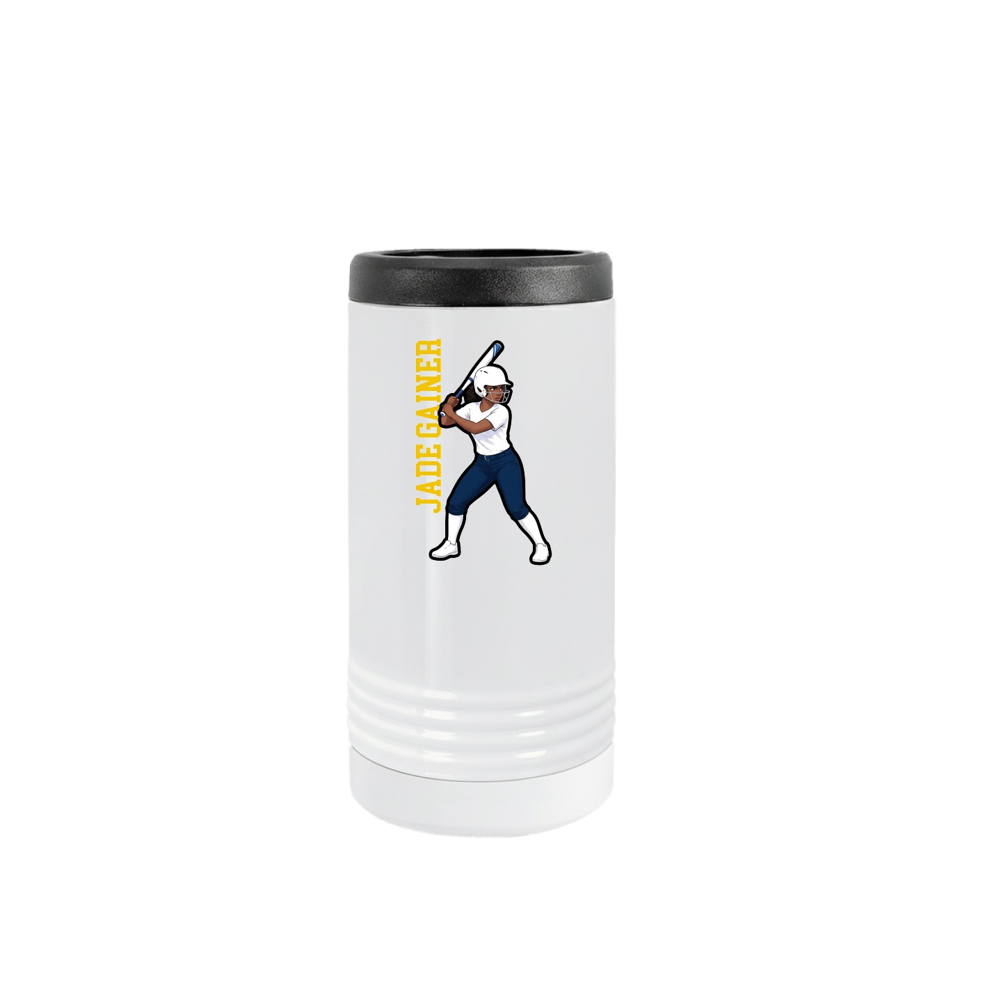 Slim Beverage Holder — Name Vertical in White