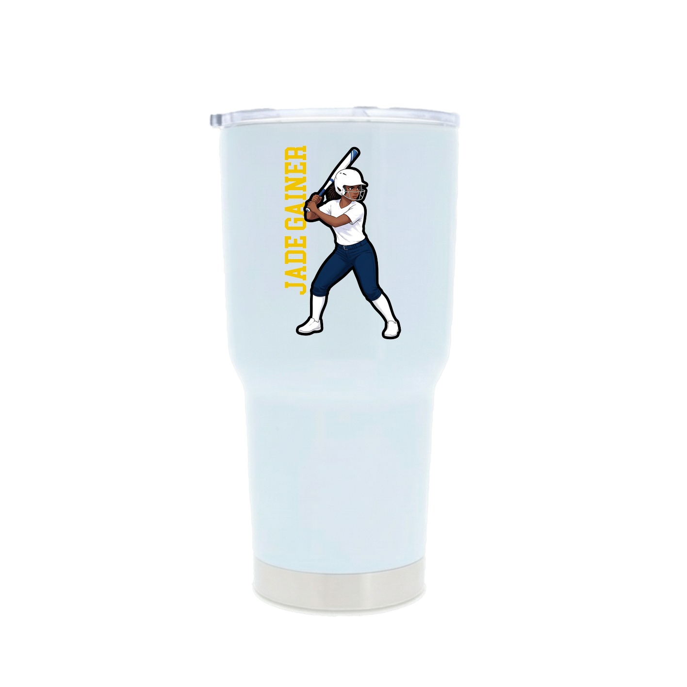 30oz Stainless Steel Tumbler — Name Vertical in White