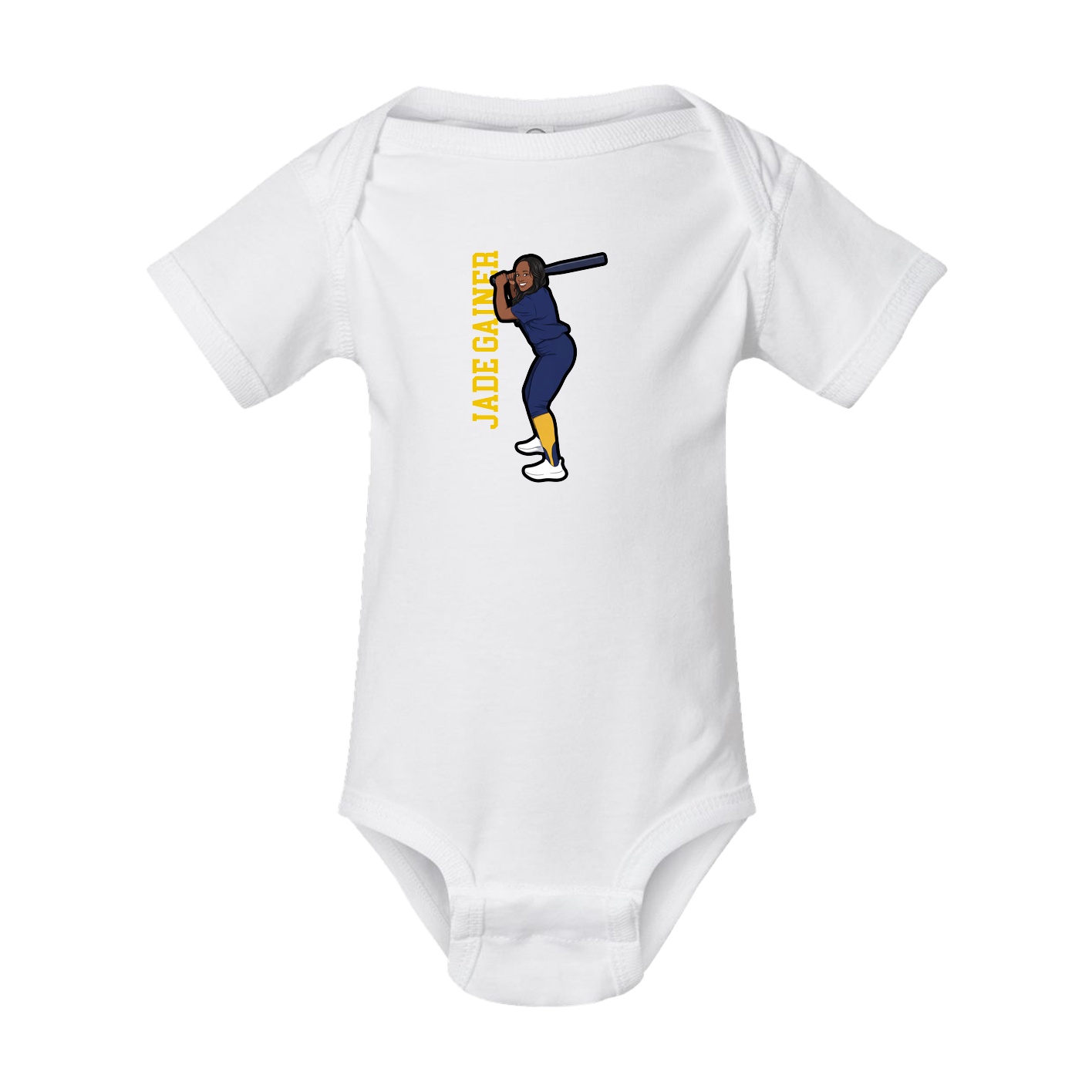 Baby Onesie — Name Vertical in White