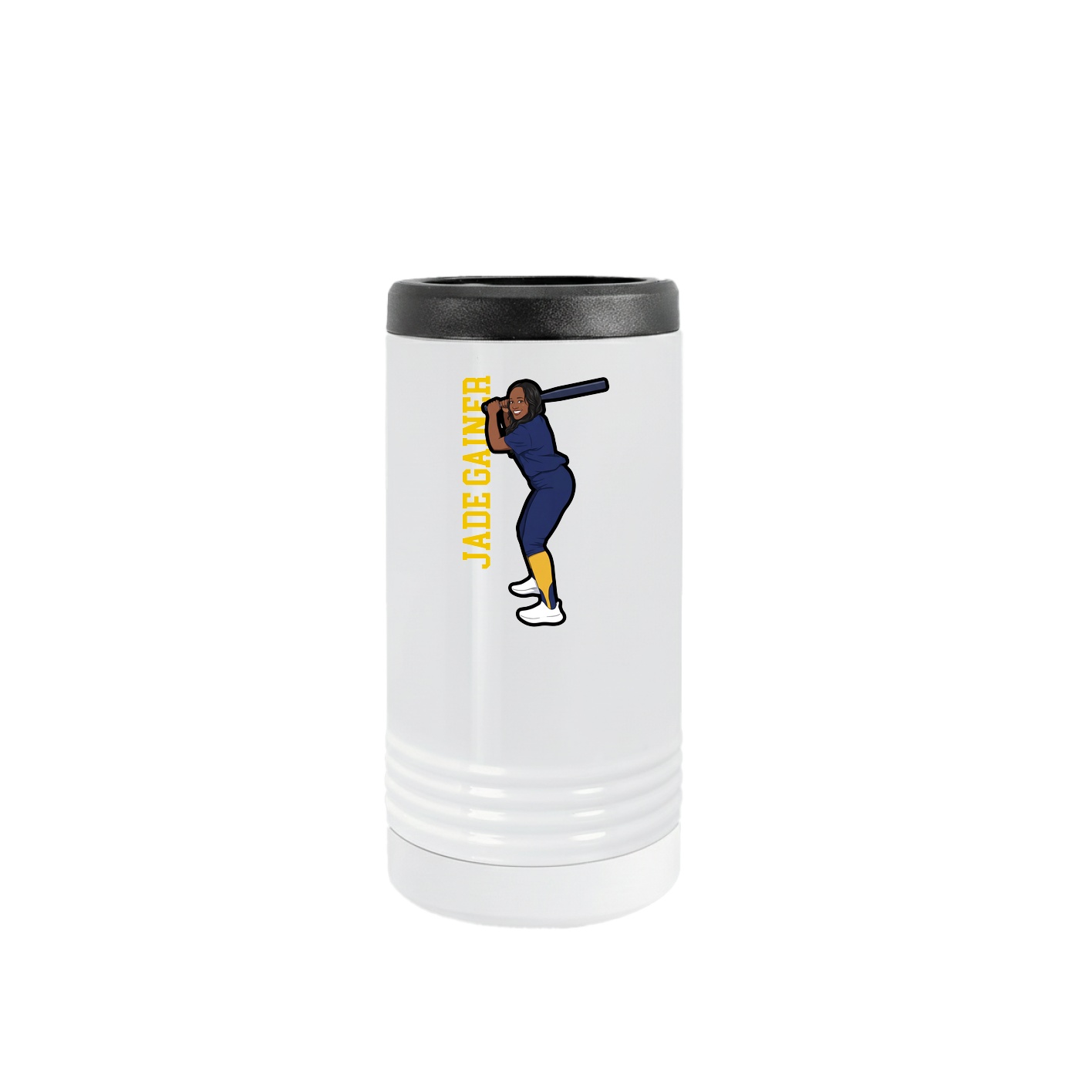 Slim Beverage Holder — Name Vertical in White