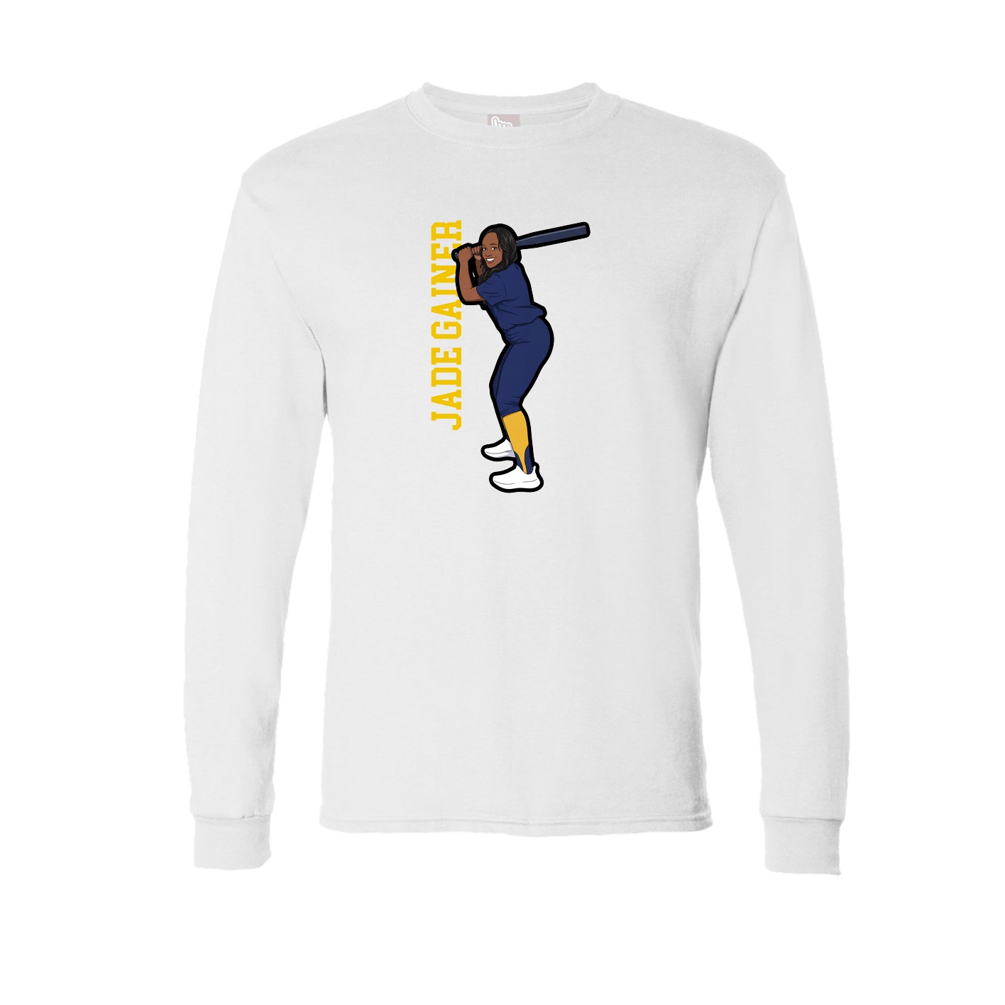 Long Sleeve Tee — Name Vertical in White