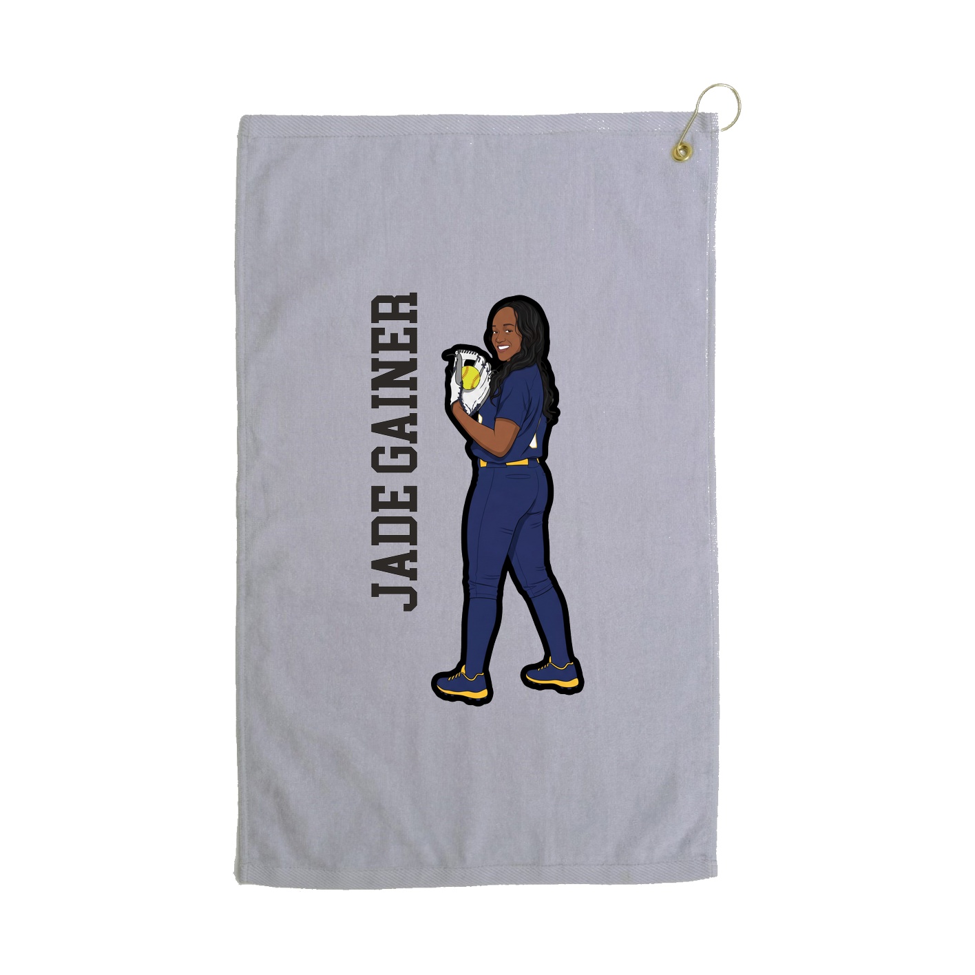 Golf Towel — Name Vertical in Grey