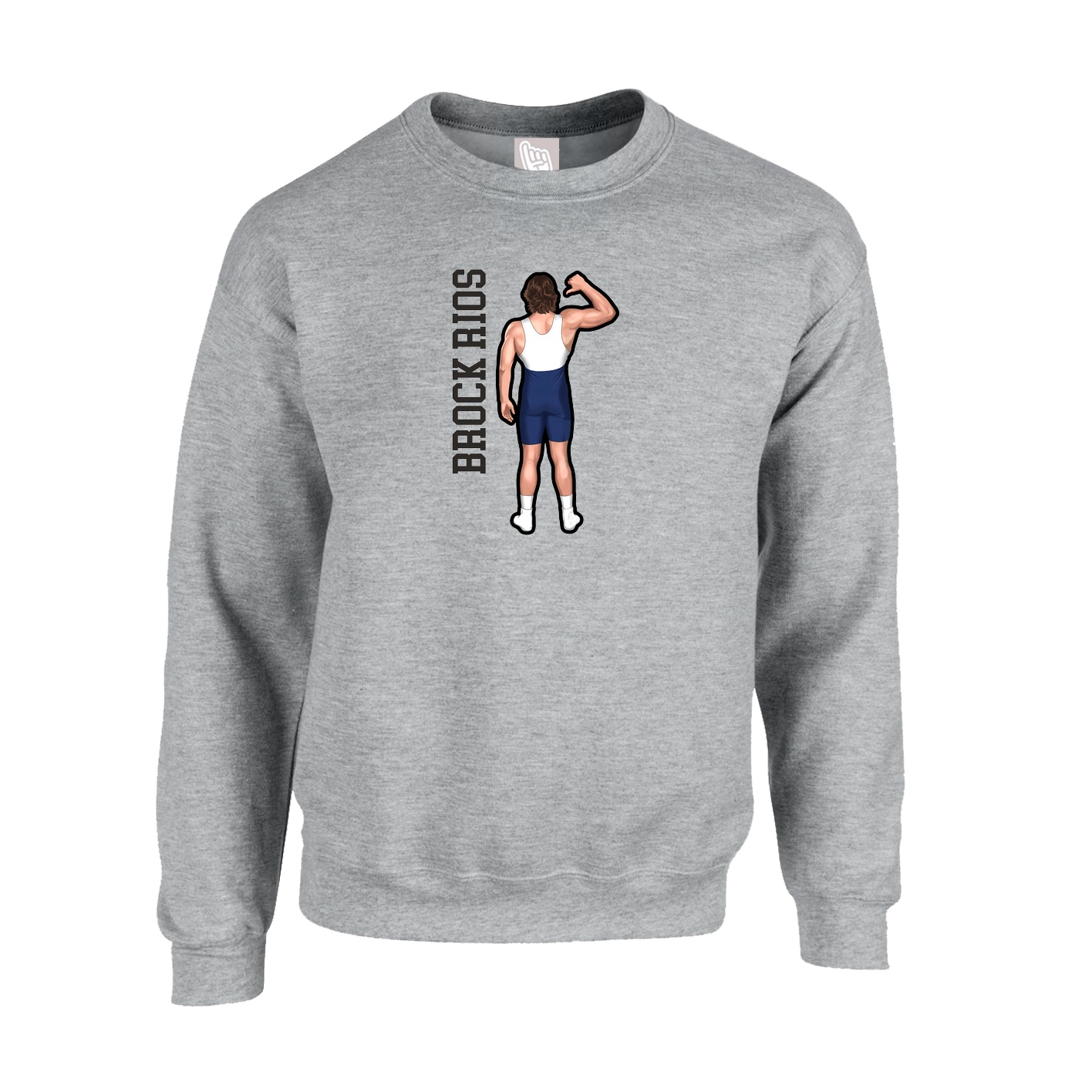 Fleece Crew — Name Vertical in Grey