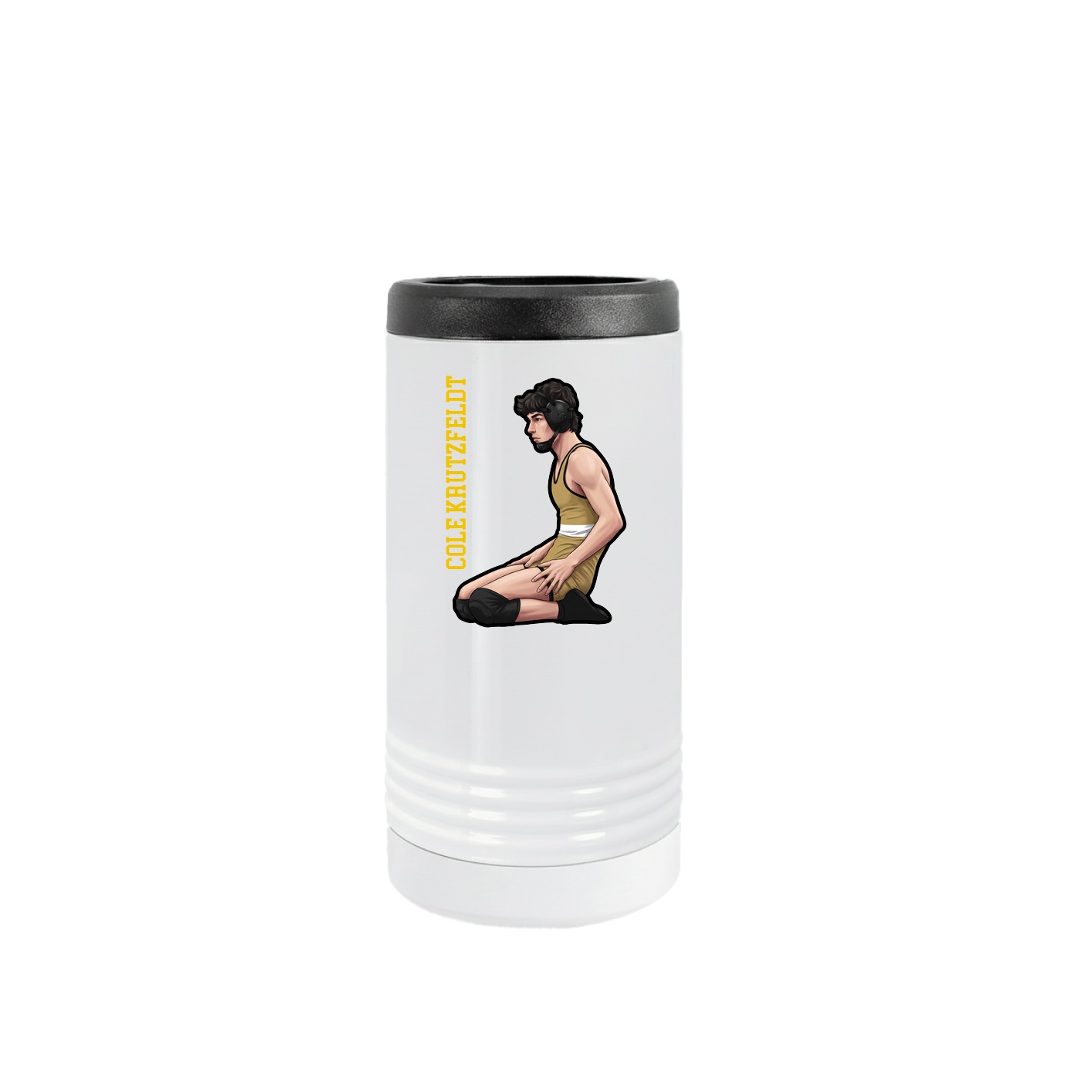 Slim Beverage Holder — Name Vertical in White