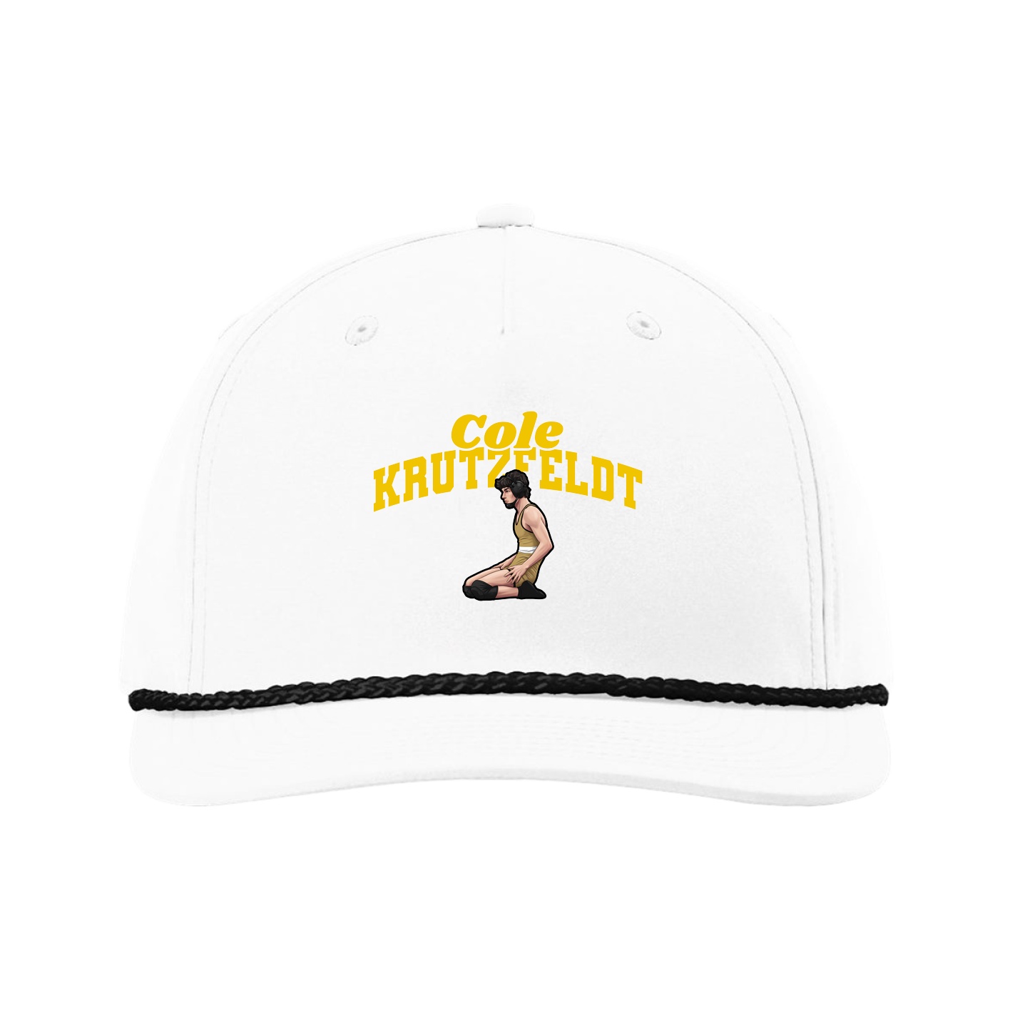 Five-Panel Classic Rope Cap — Signature Arch in White