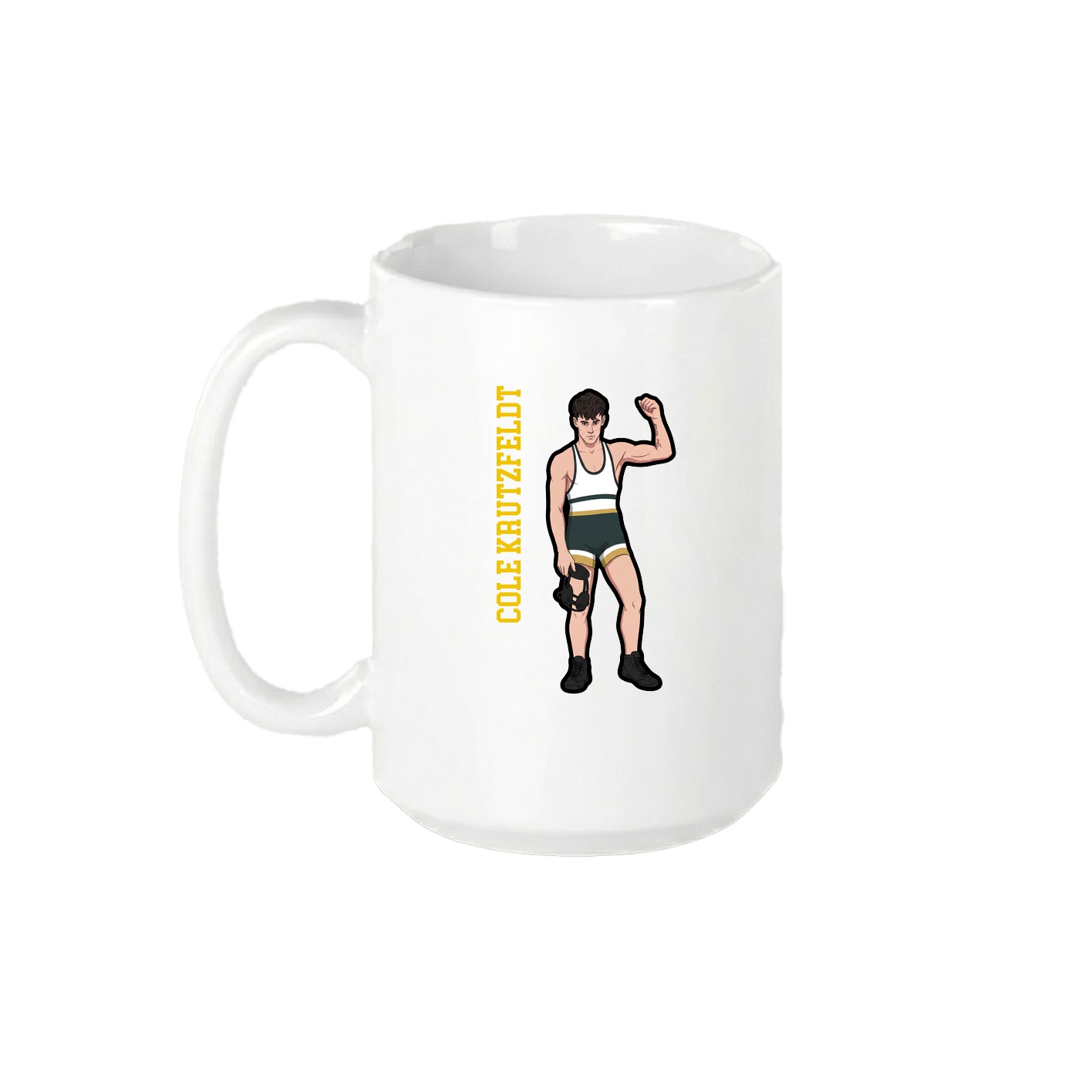 15oz Coffee Mug — Name Vertical in White