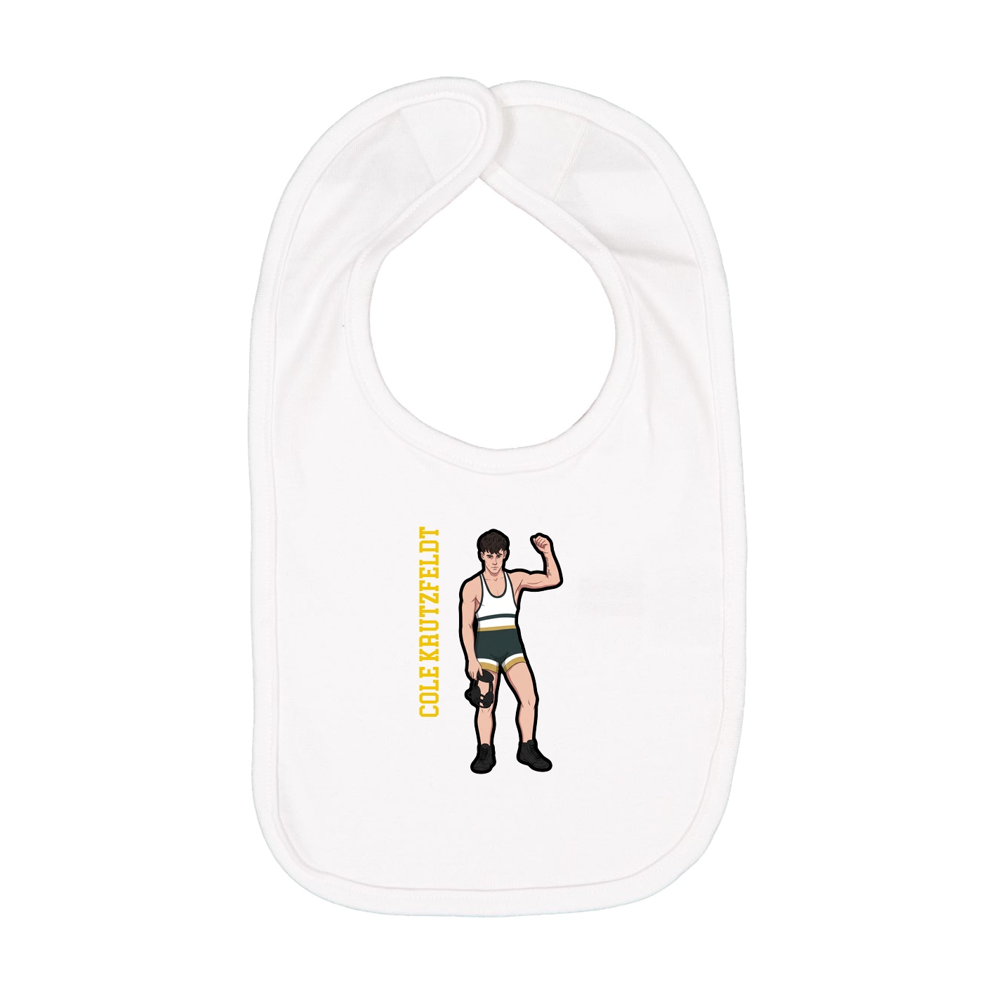 Infant Bib — Name Vertical in White