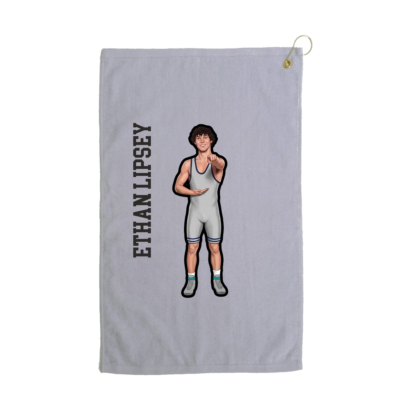 Golf Towel — Name Vertical in Grey