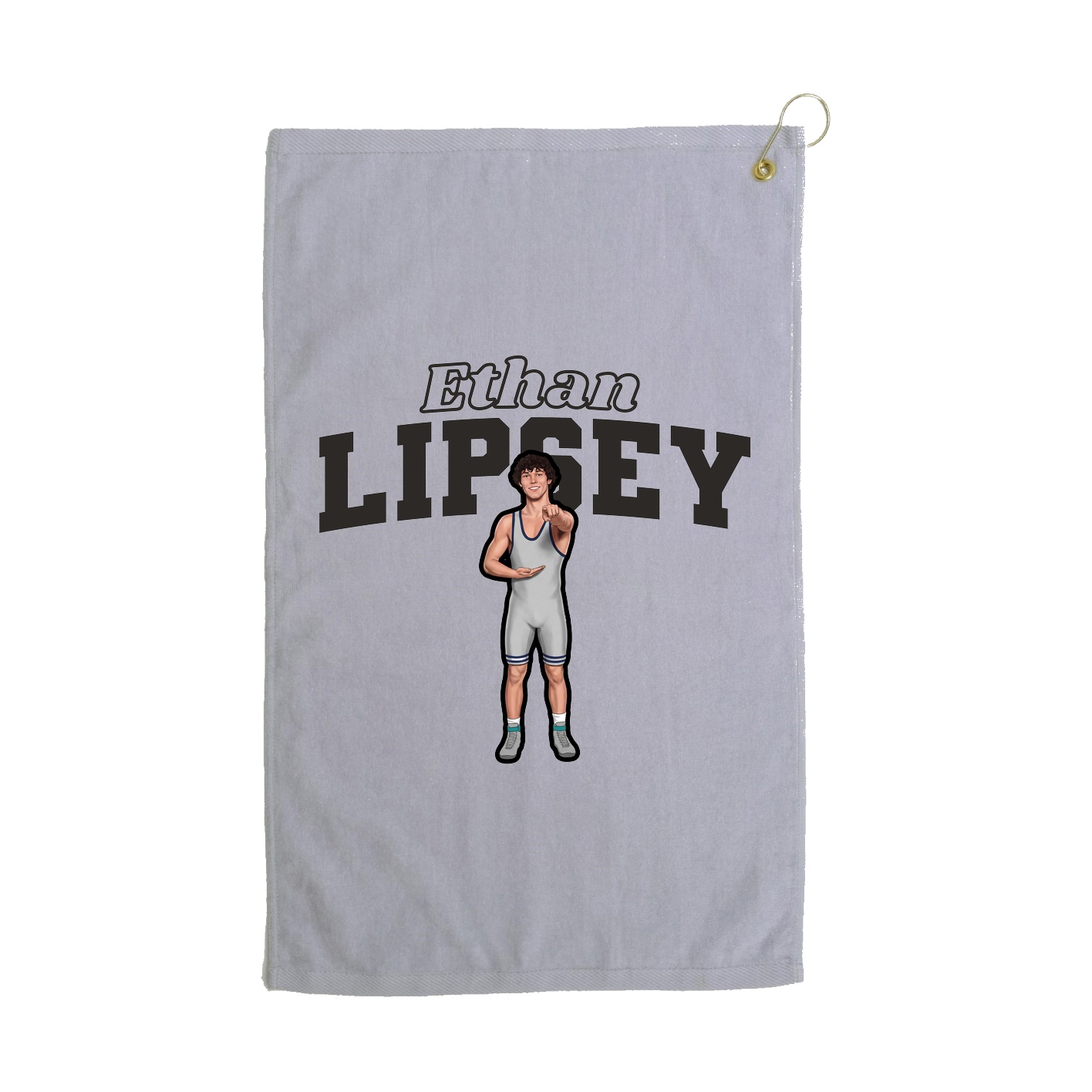 Golf Towel — Name Arch in Grey