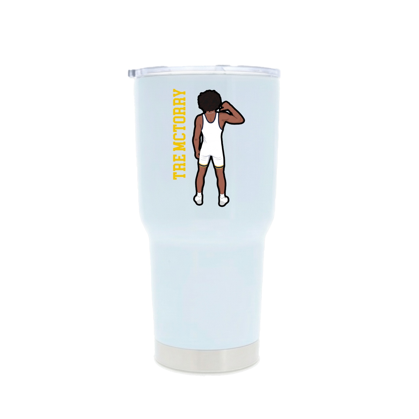 30oz Stainless Steel Tumbler — Name Vertical in White
