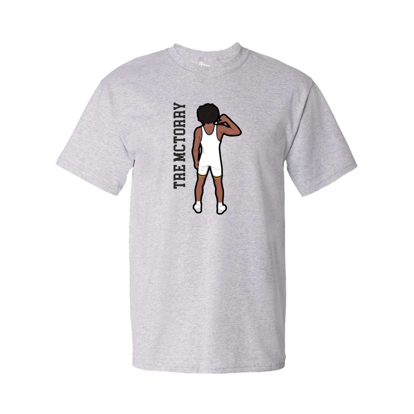 Youth Tee — Name Vertical in Grey