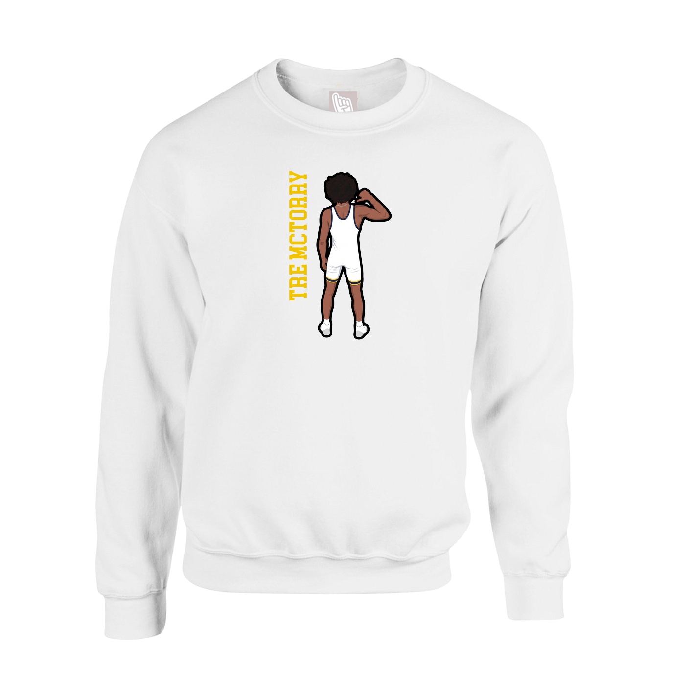 Fleece Crew — Name Vertical in White