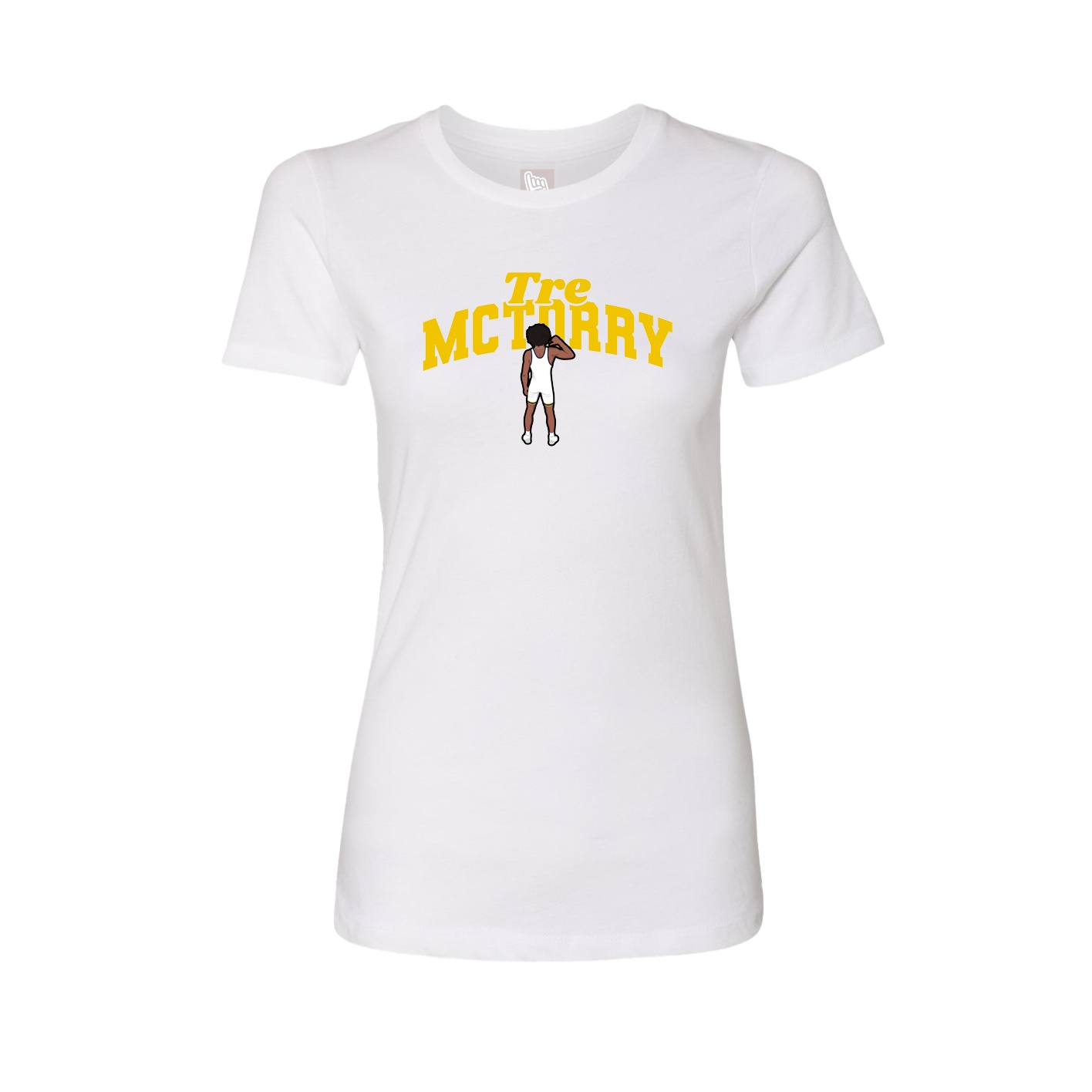 Fitted Women's Tee — Signature Arch in White