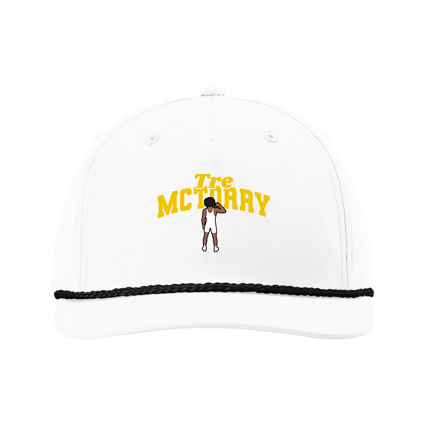 Five-Panel Classic Rope Cap — Signature Arch in White