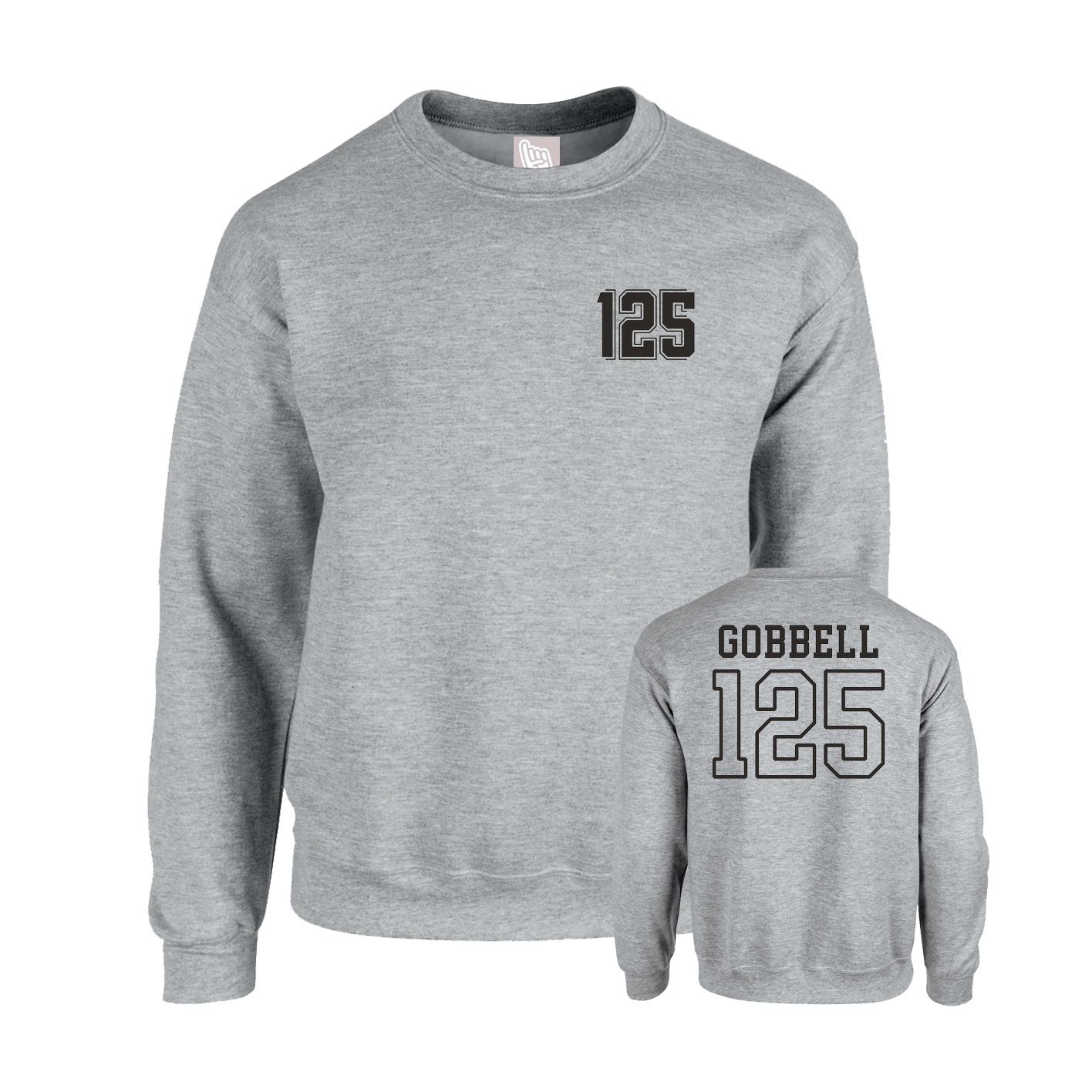 Fleece Crew — Chest Back in Grey