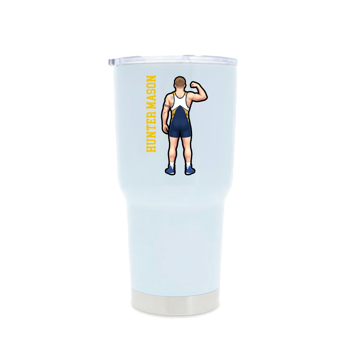 30oz Stainless Steel Tumbler — Name Vertical in White