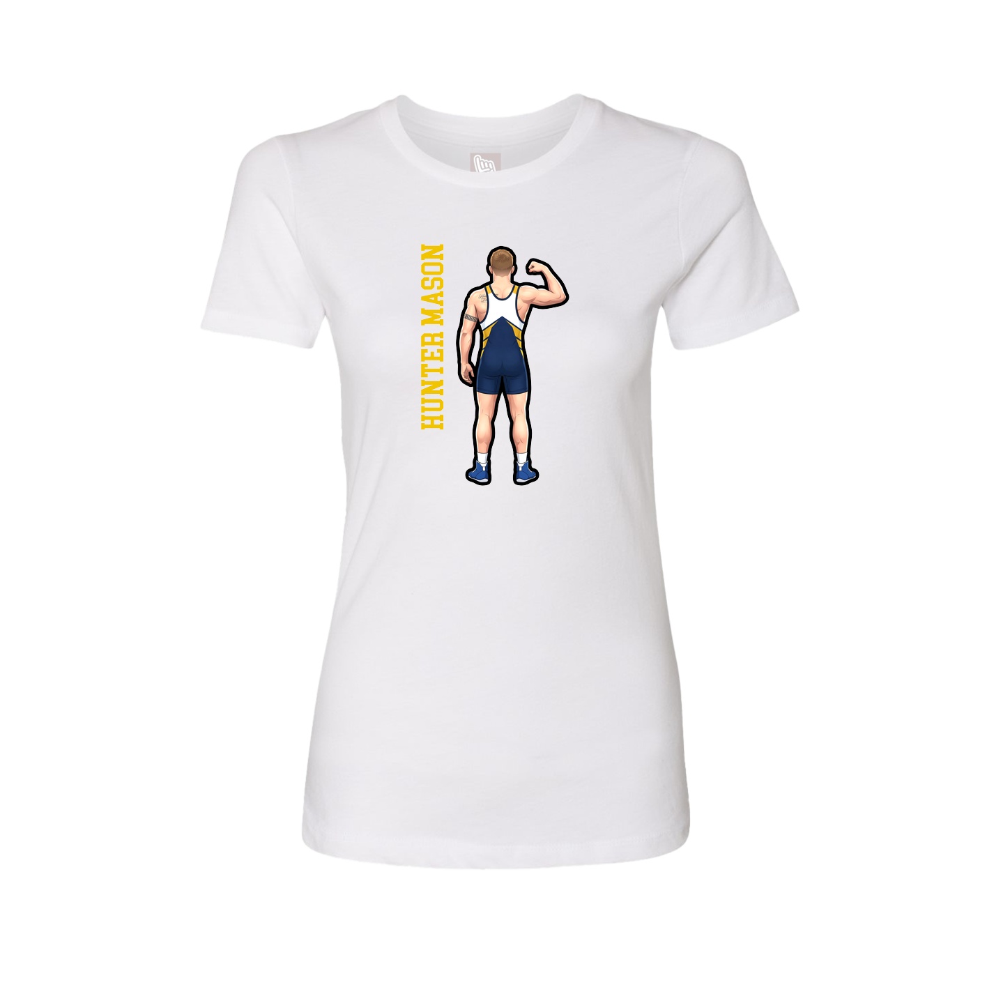 Fitted Women's Tee — Name Vertical in White
