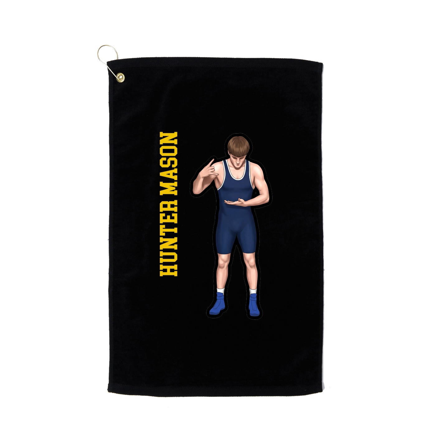 Golf Towel — Name Vertical in Black