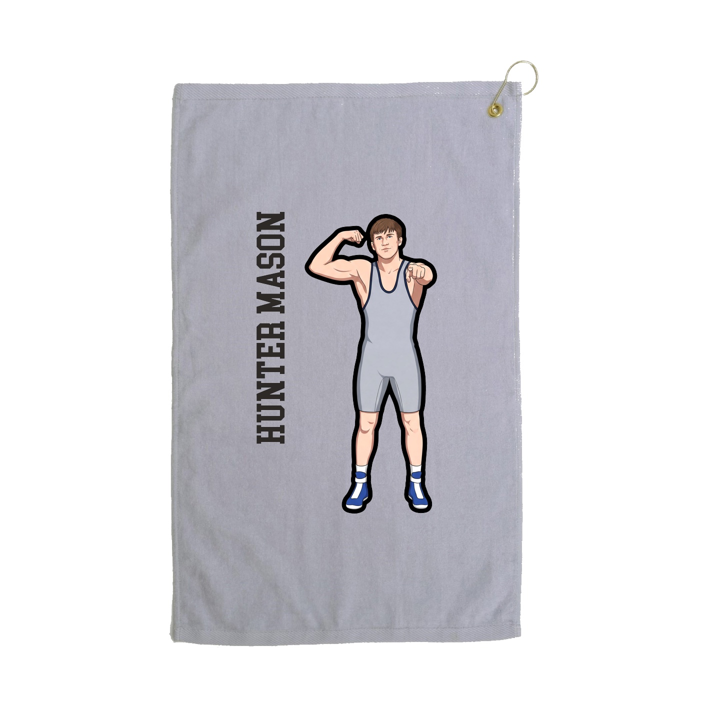 Golf Towel — Name Vertical in Grey