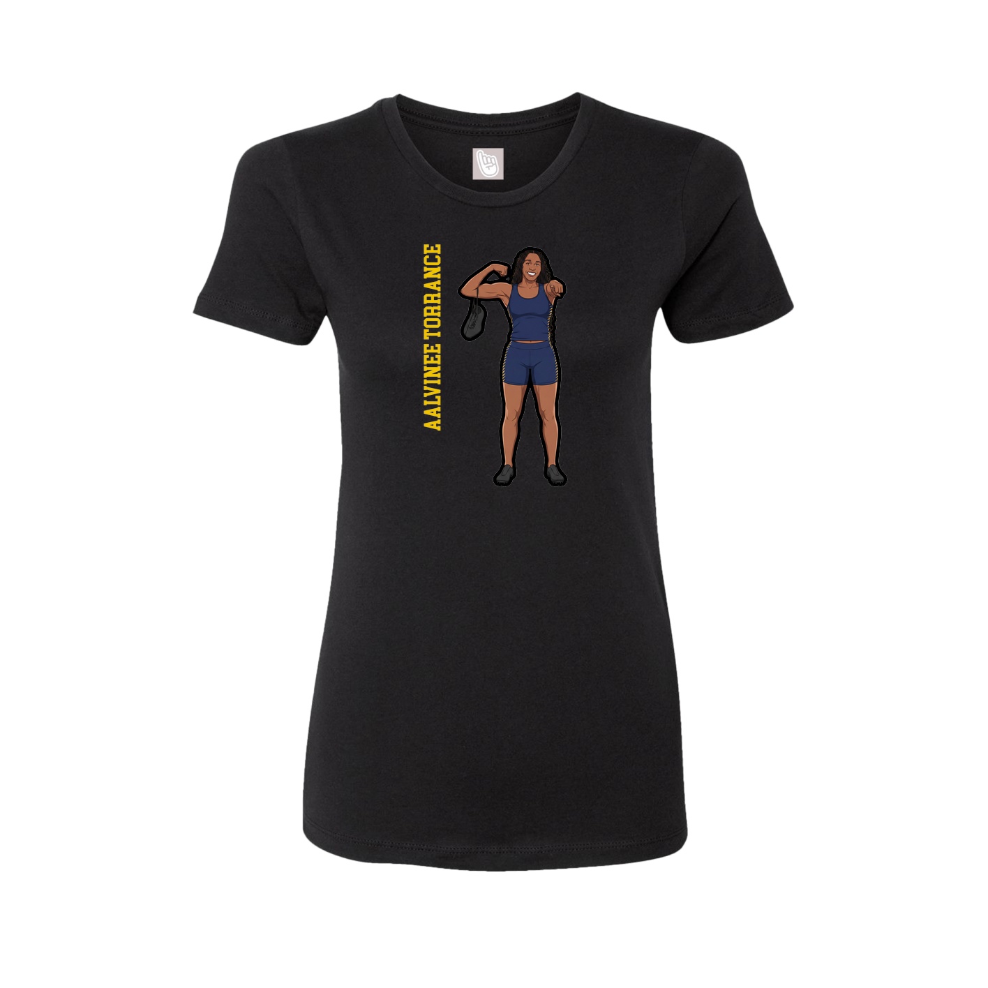 Fitted Women's Tee — Name Vertical in Black