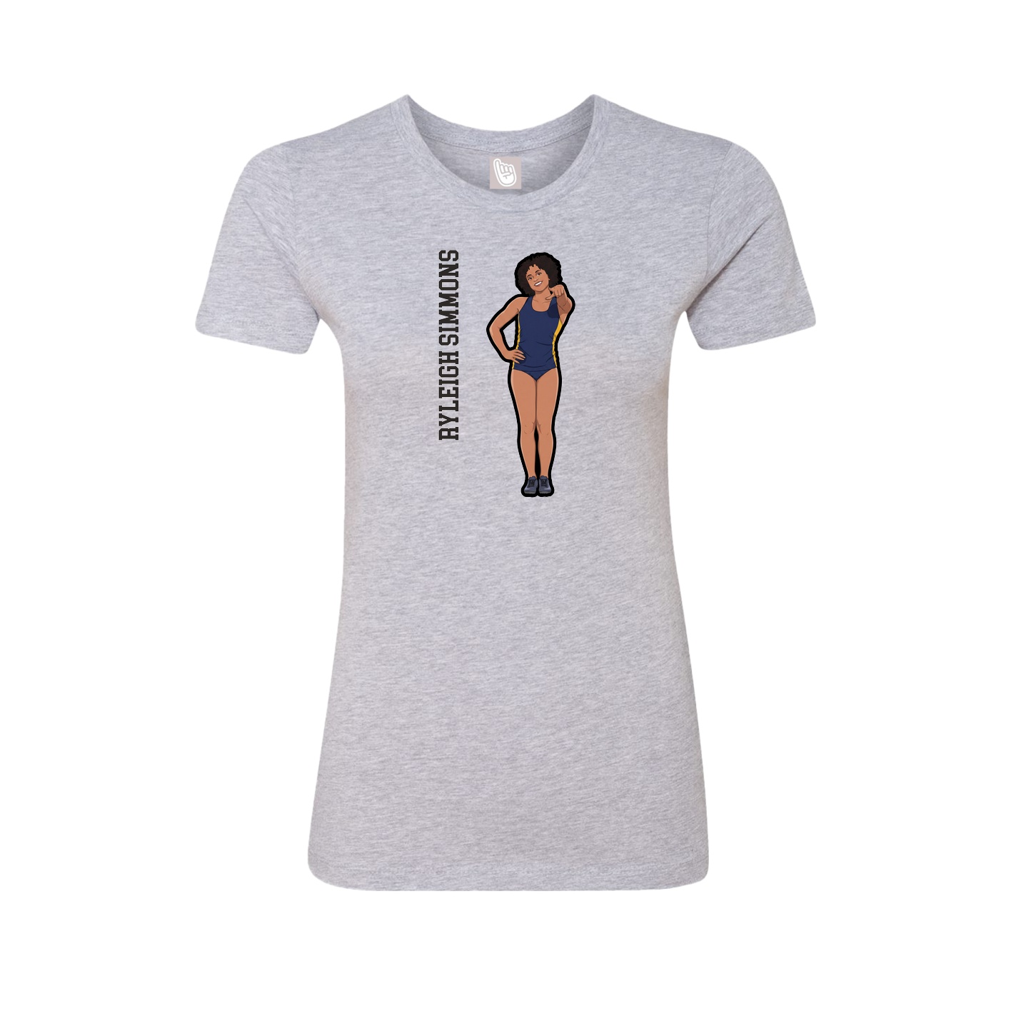 Fitted Women's Tee — Name Vertical in Grey
