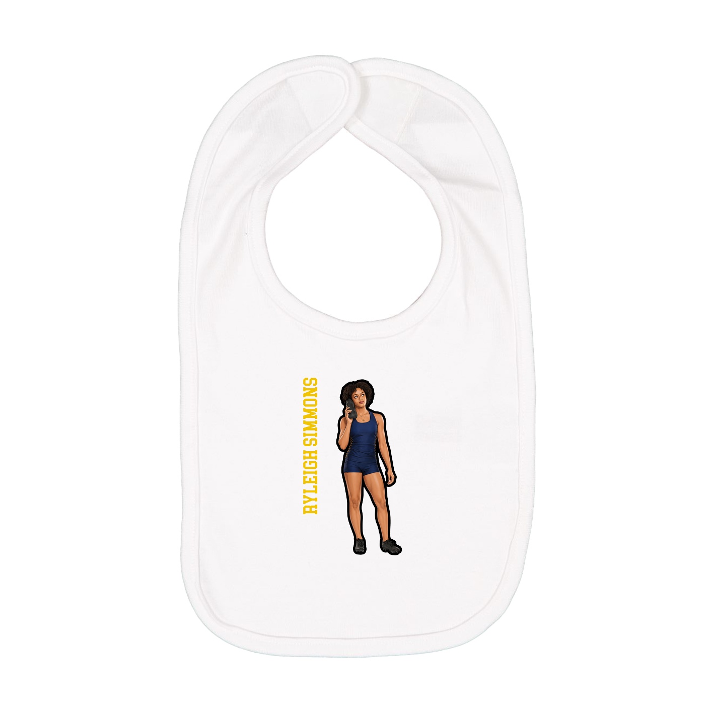 Infant Bib — Name Vertical in White