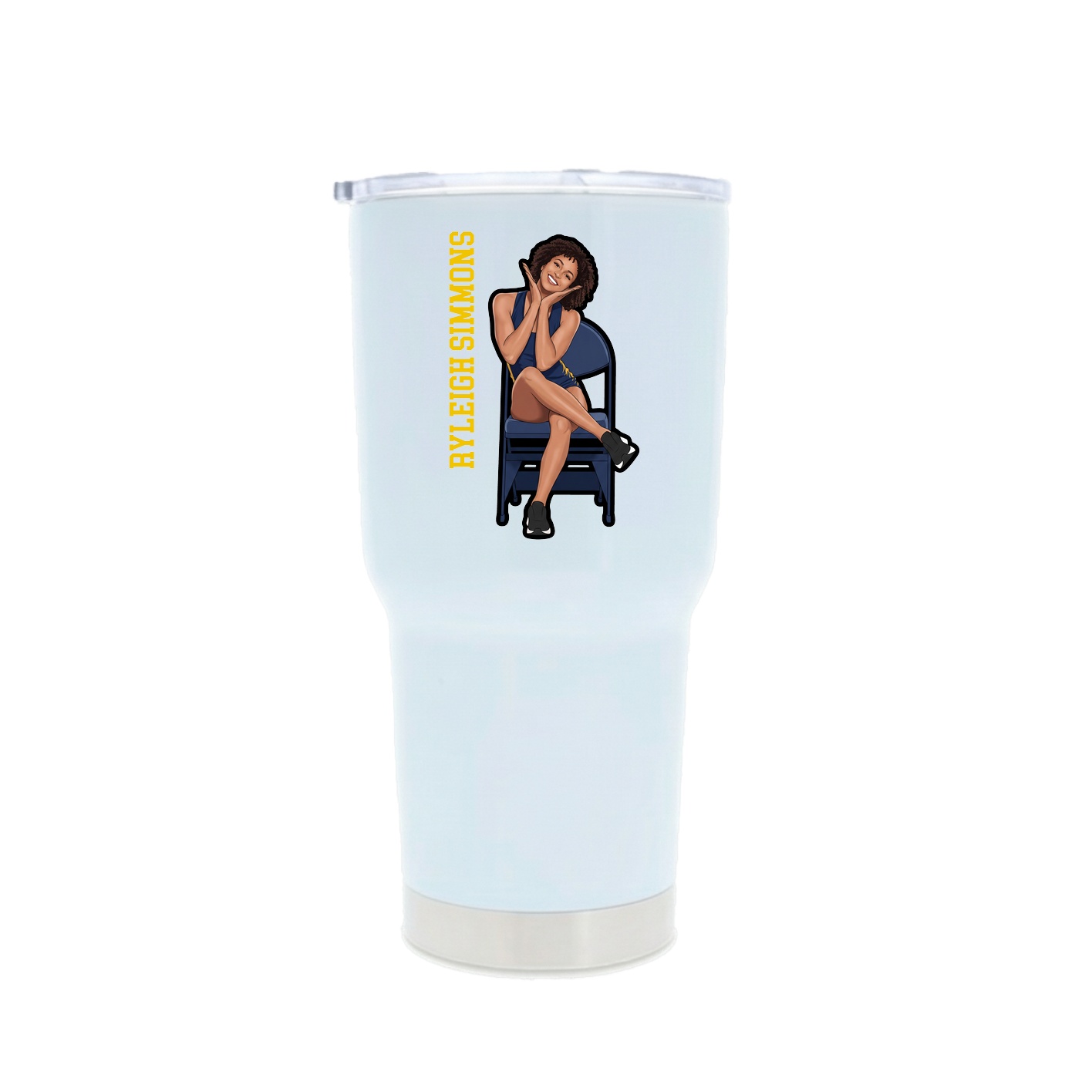 30oz Stainless Steel Tumbler — Name Vertical in White