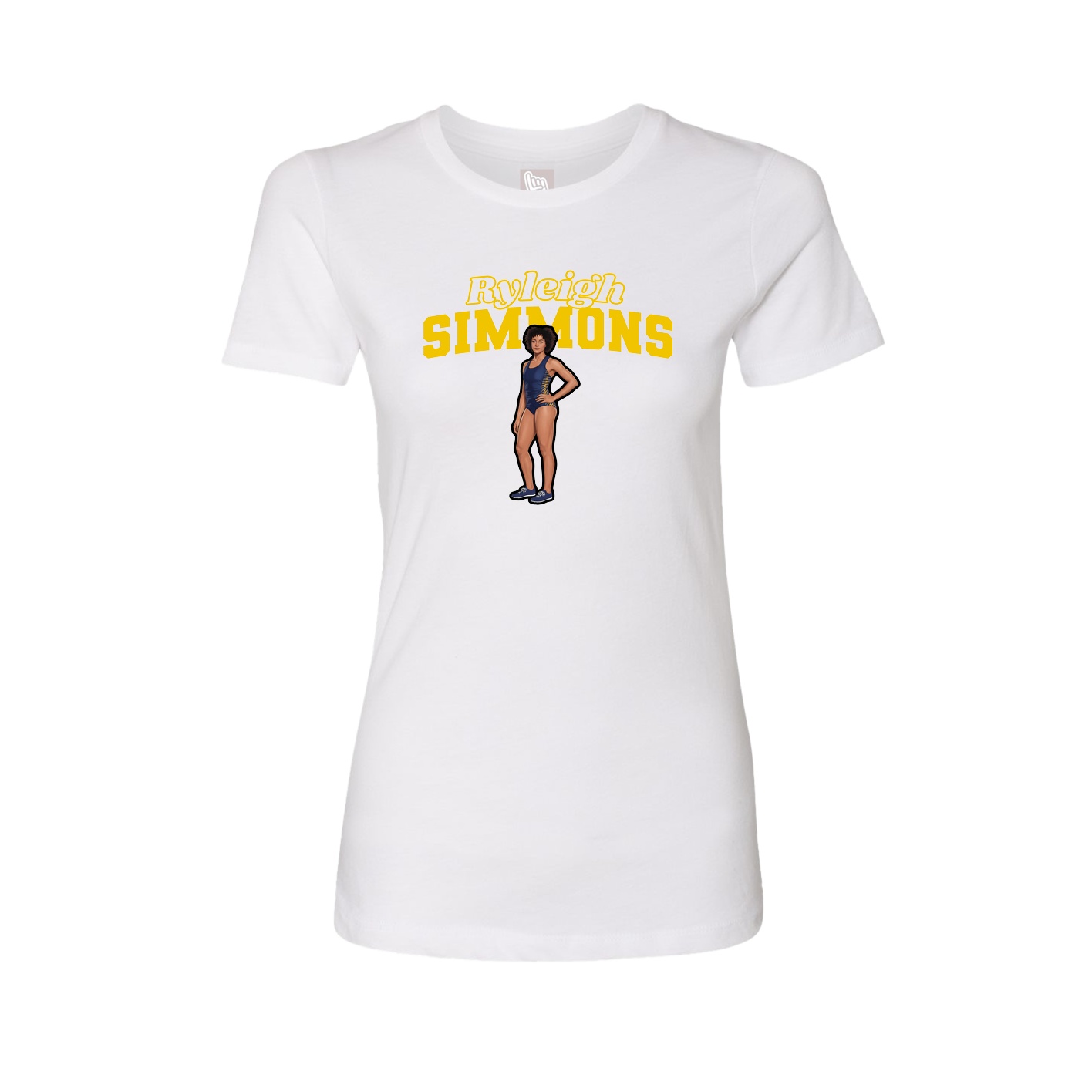 Fitted Women's Tee — Name Arch in White