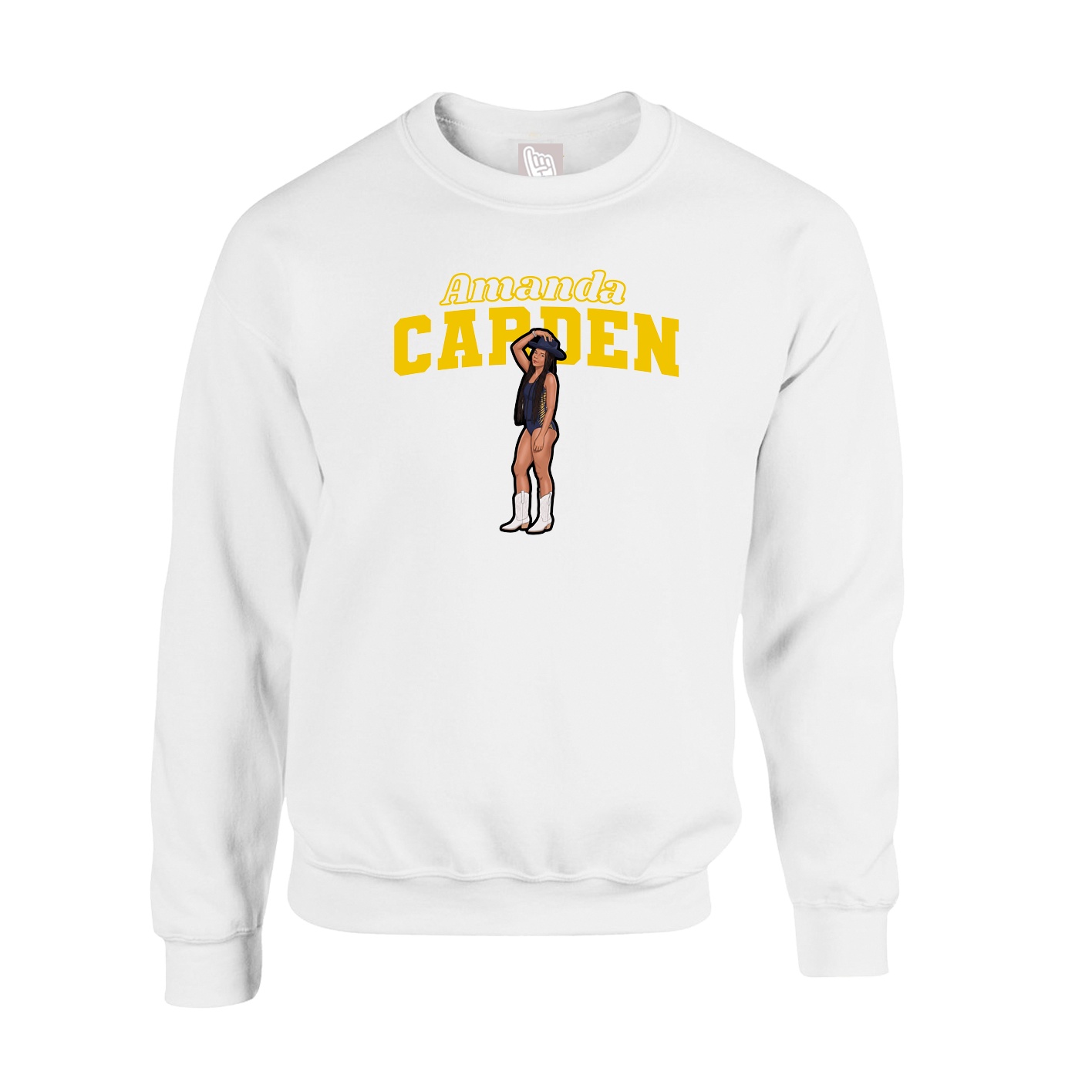 Fleece Crew — Name Arch in White