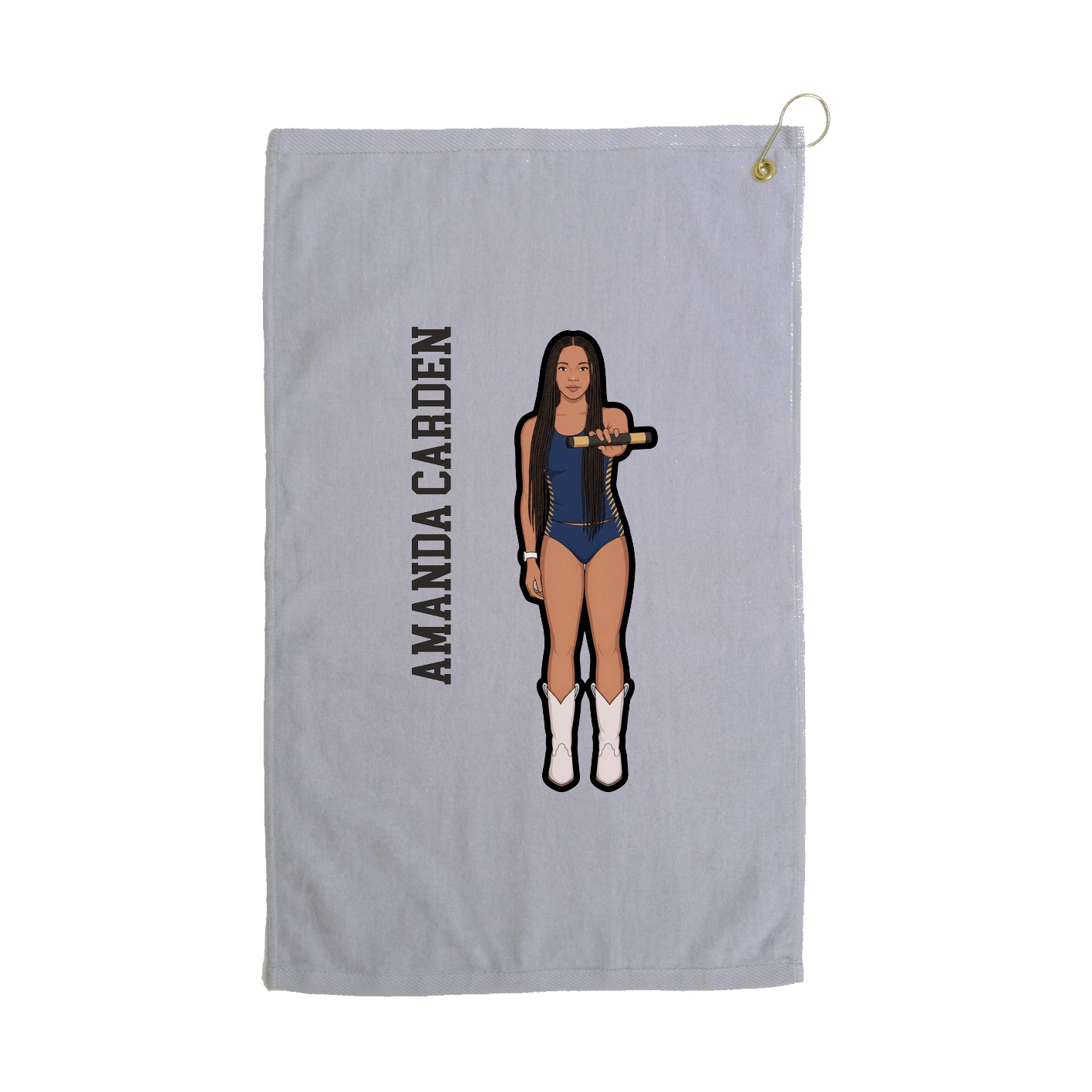 Golf Towel — Name Vertical in Grey