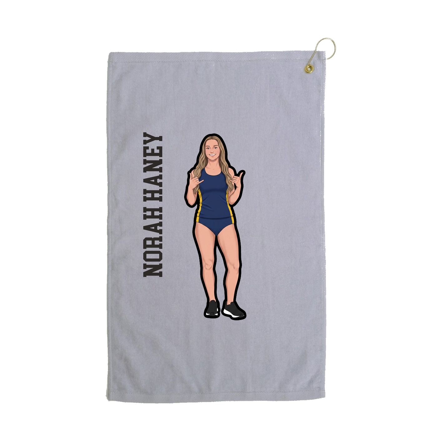 Golf Towel — Name Vertical in Grey