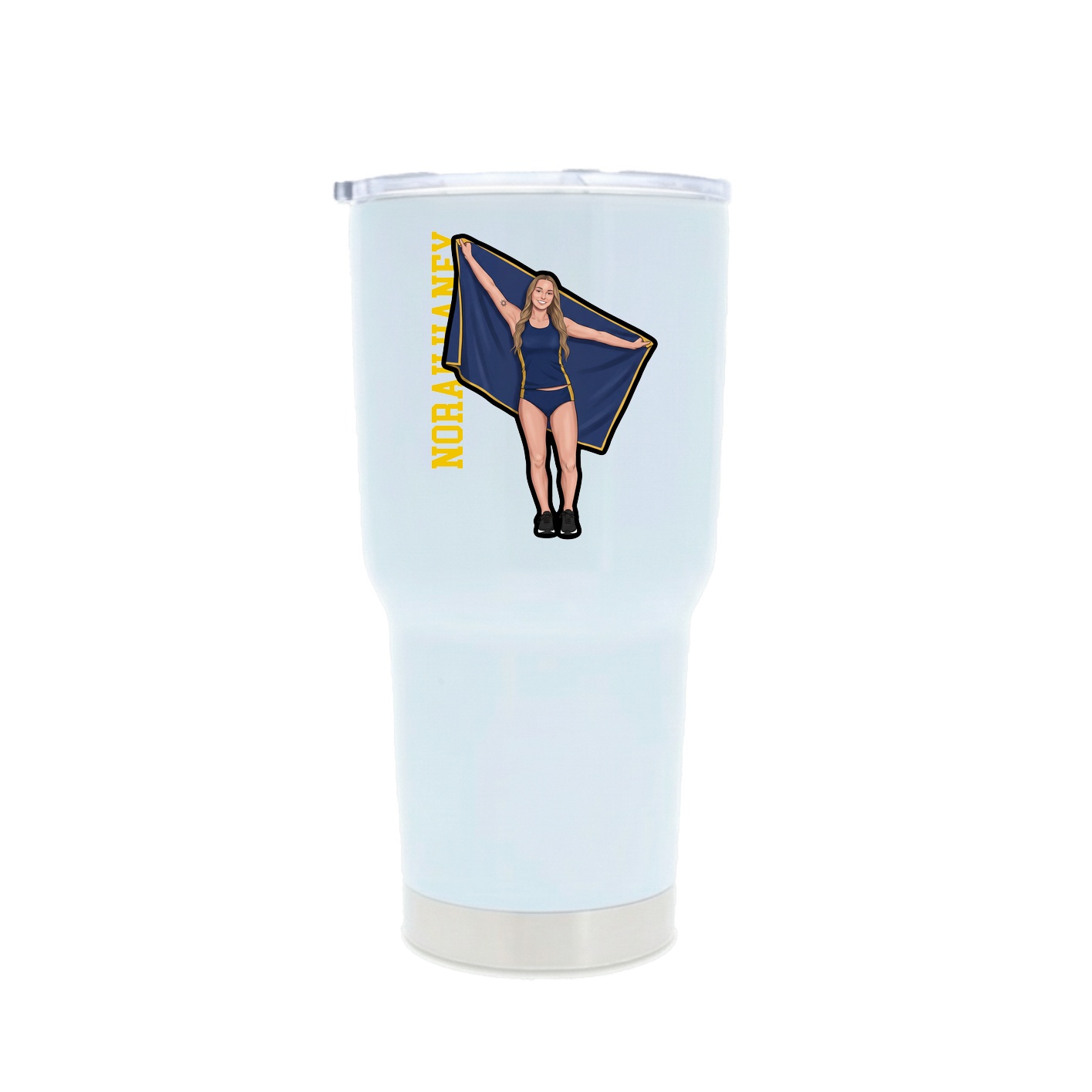 30oz Stainless Steel Tumbler — Name Vertical in White