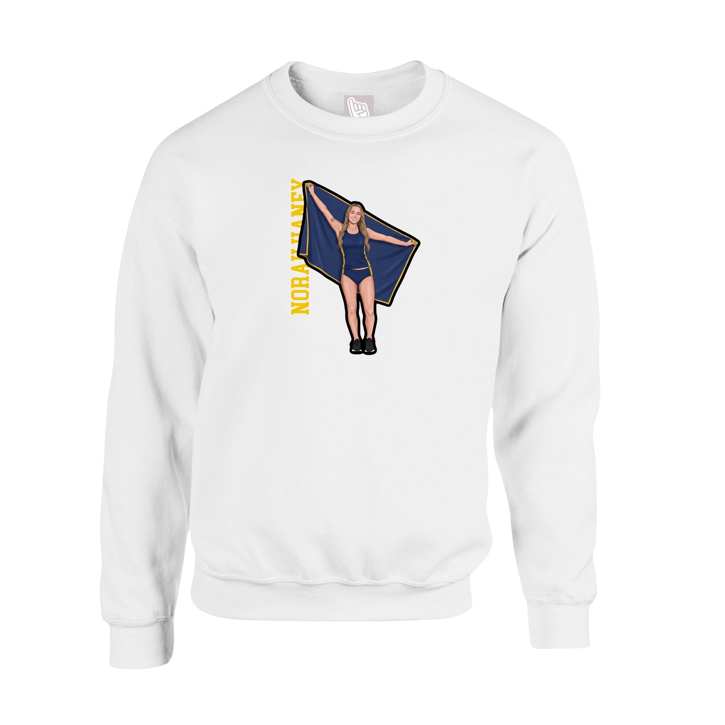 Fleece Crew — Name Vertical in White