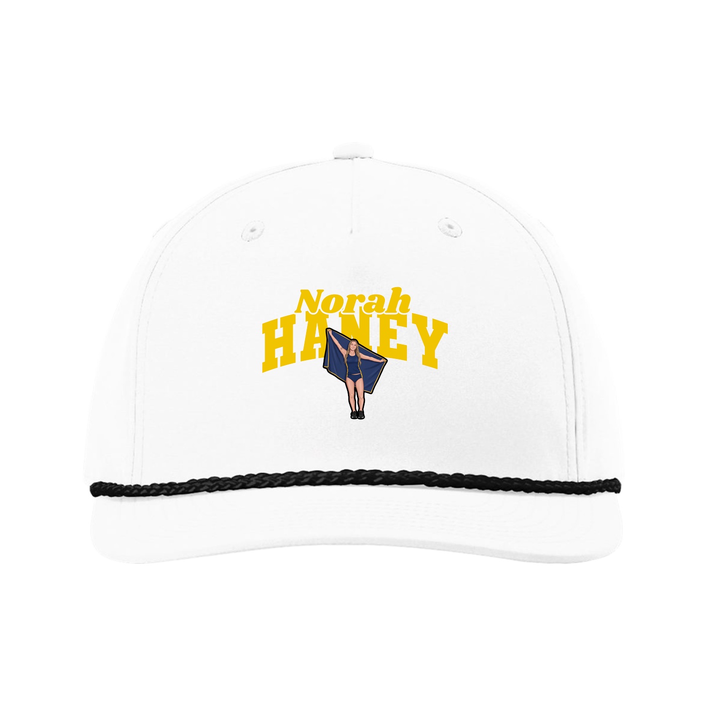 Five-Panel Classic Rope Cap — Signature Arch in White
