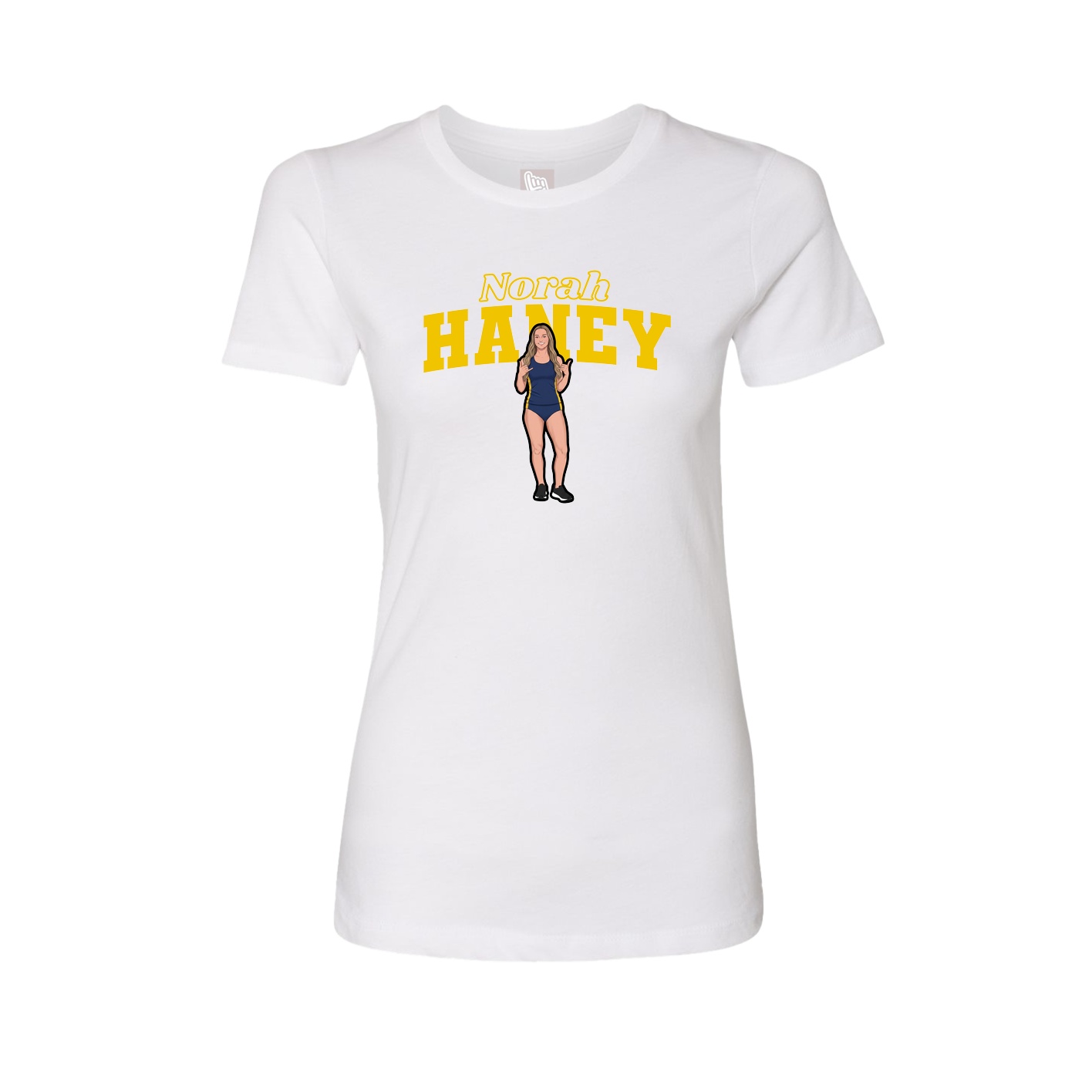 Fitted Women's Tee — Name Arch in White