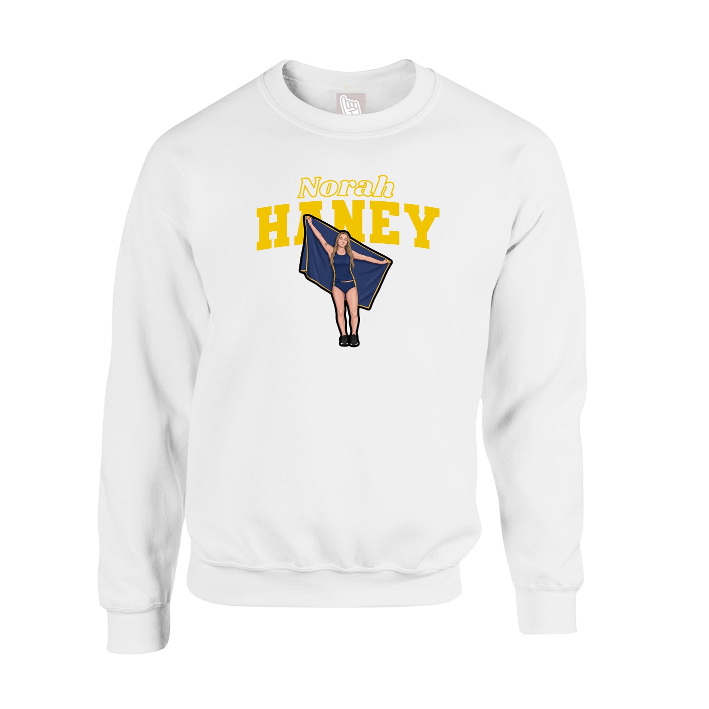 Fleece Crew — Name Arch in White