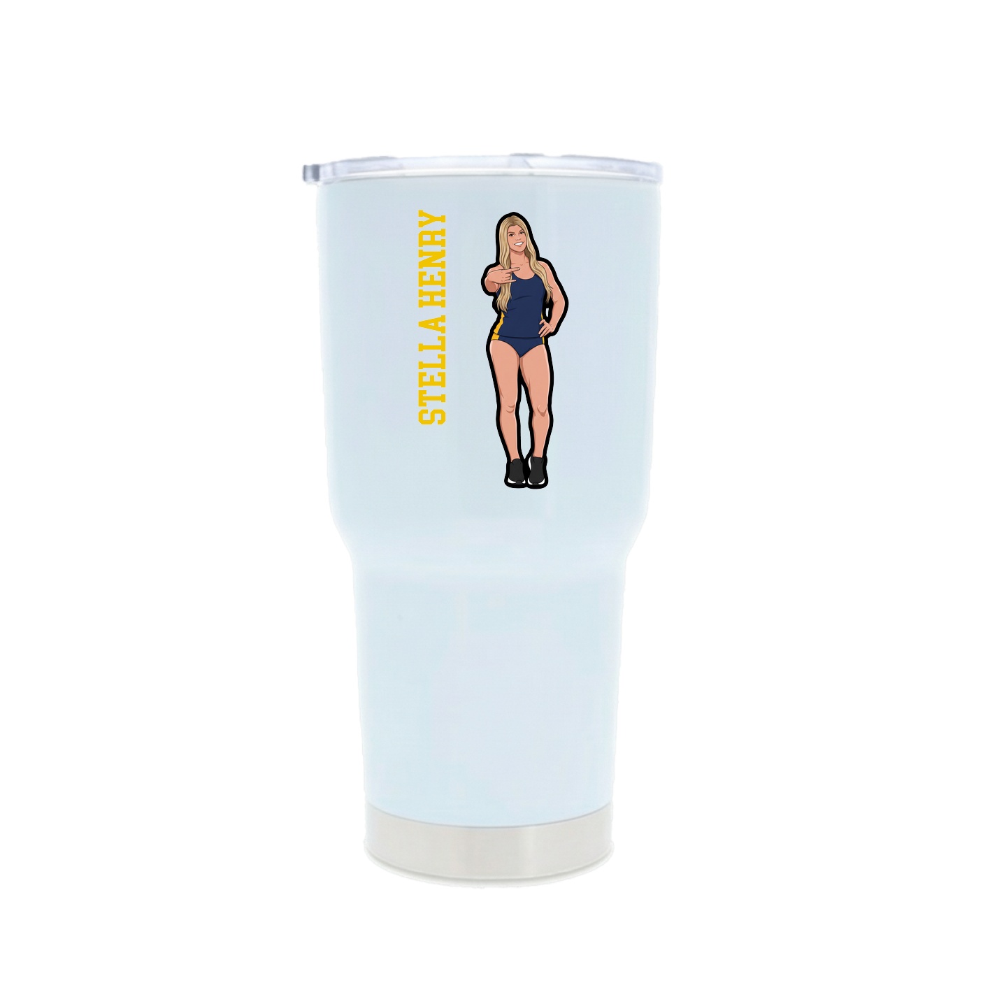 30oz Stainless Steel Tumbler — Name Vertical in White