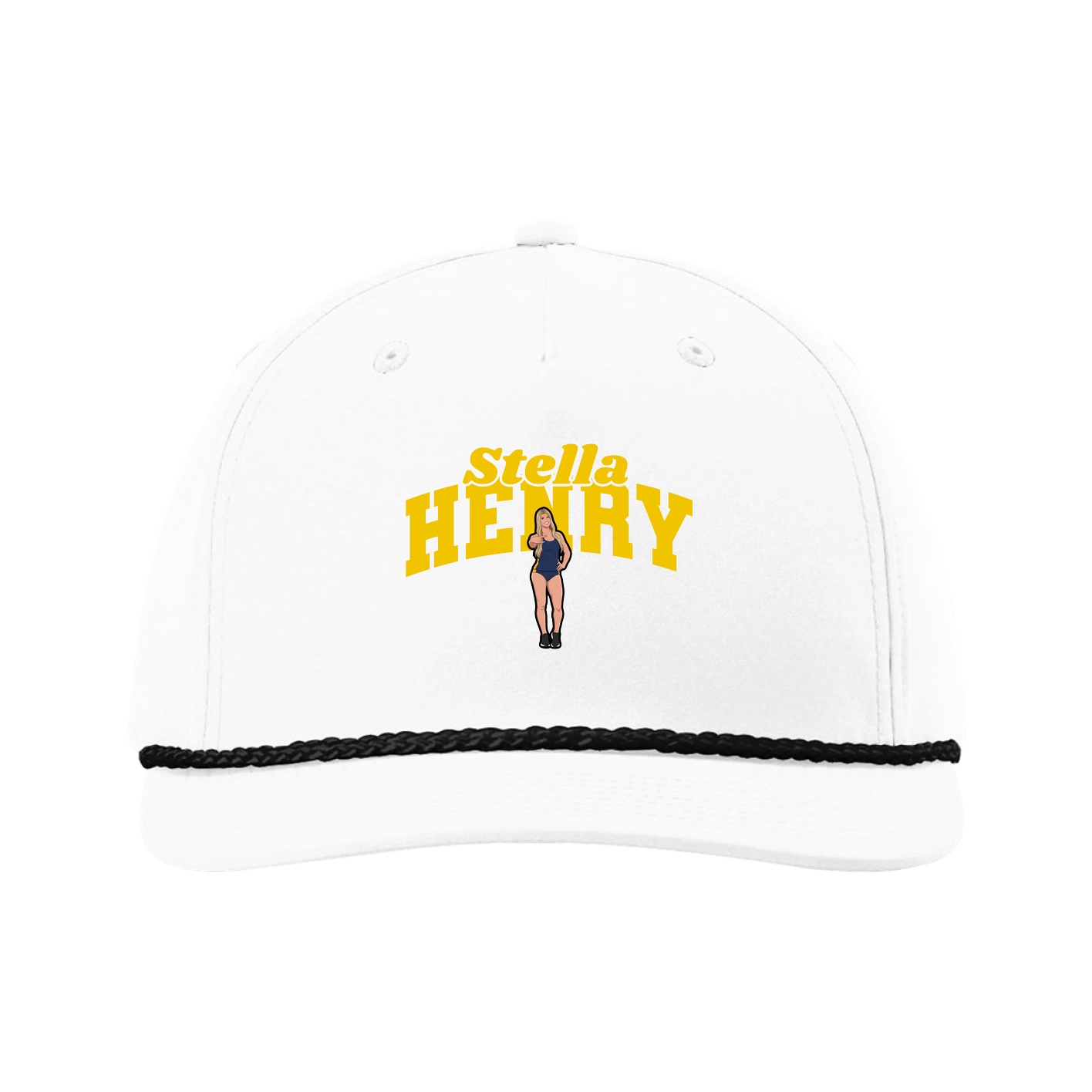Five-Panel Classic Rope Cap — Signature Arch in White