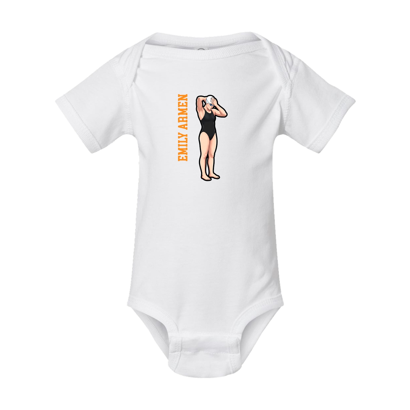 Baby Onesie — Name Vertical in White