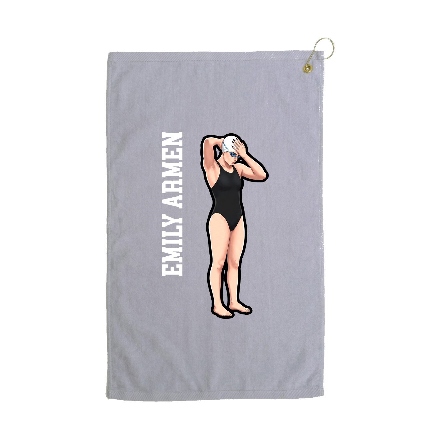 Golf Towel — Name Vertical in Grey