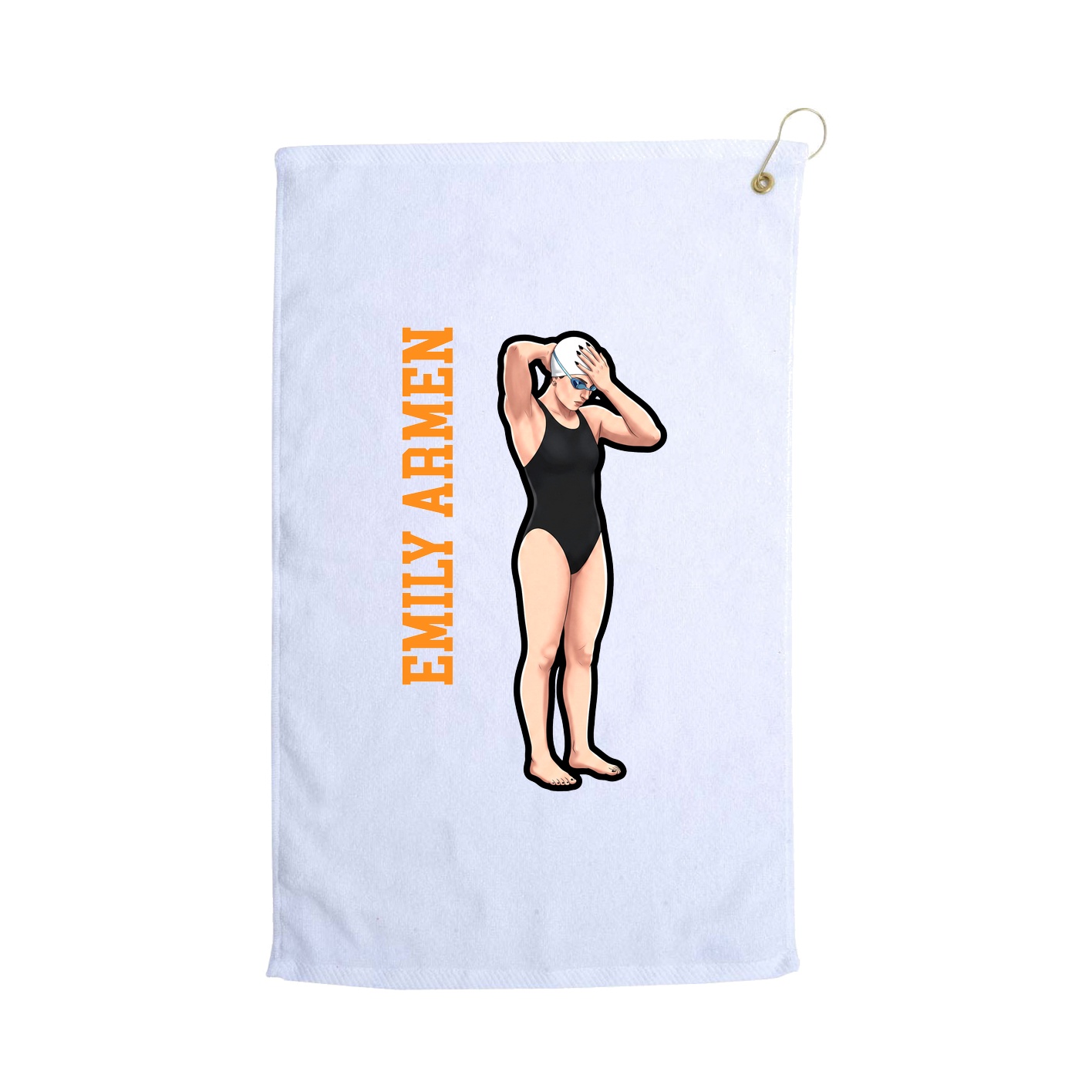 Golf Towel — Name Vertical in White