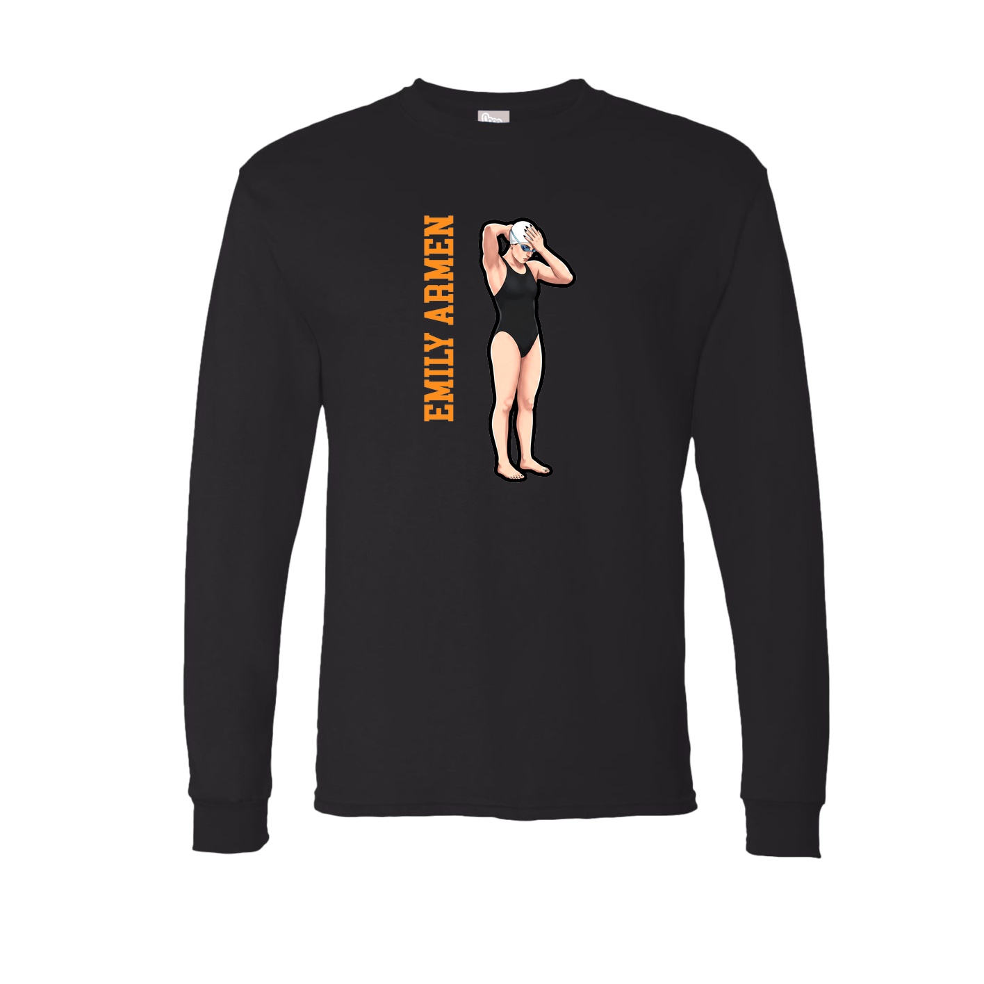 Long Sleeve Tee — Name Vertical in Black
