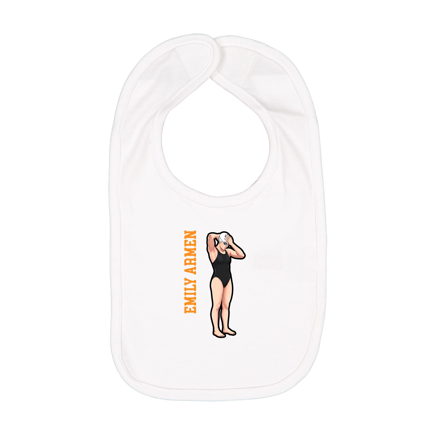 Infant Bib — Name Vertical in White