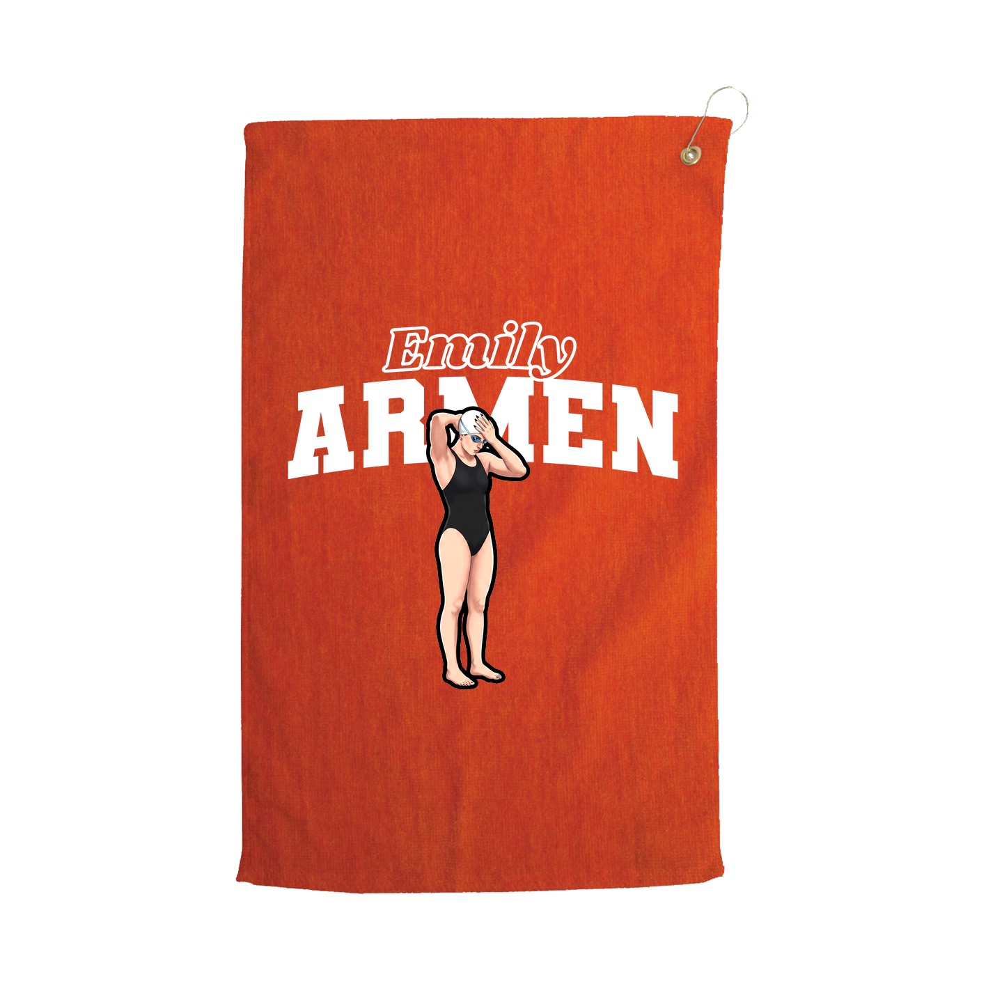 Golf Towel — Name Arch in Orange