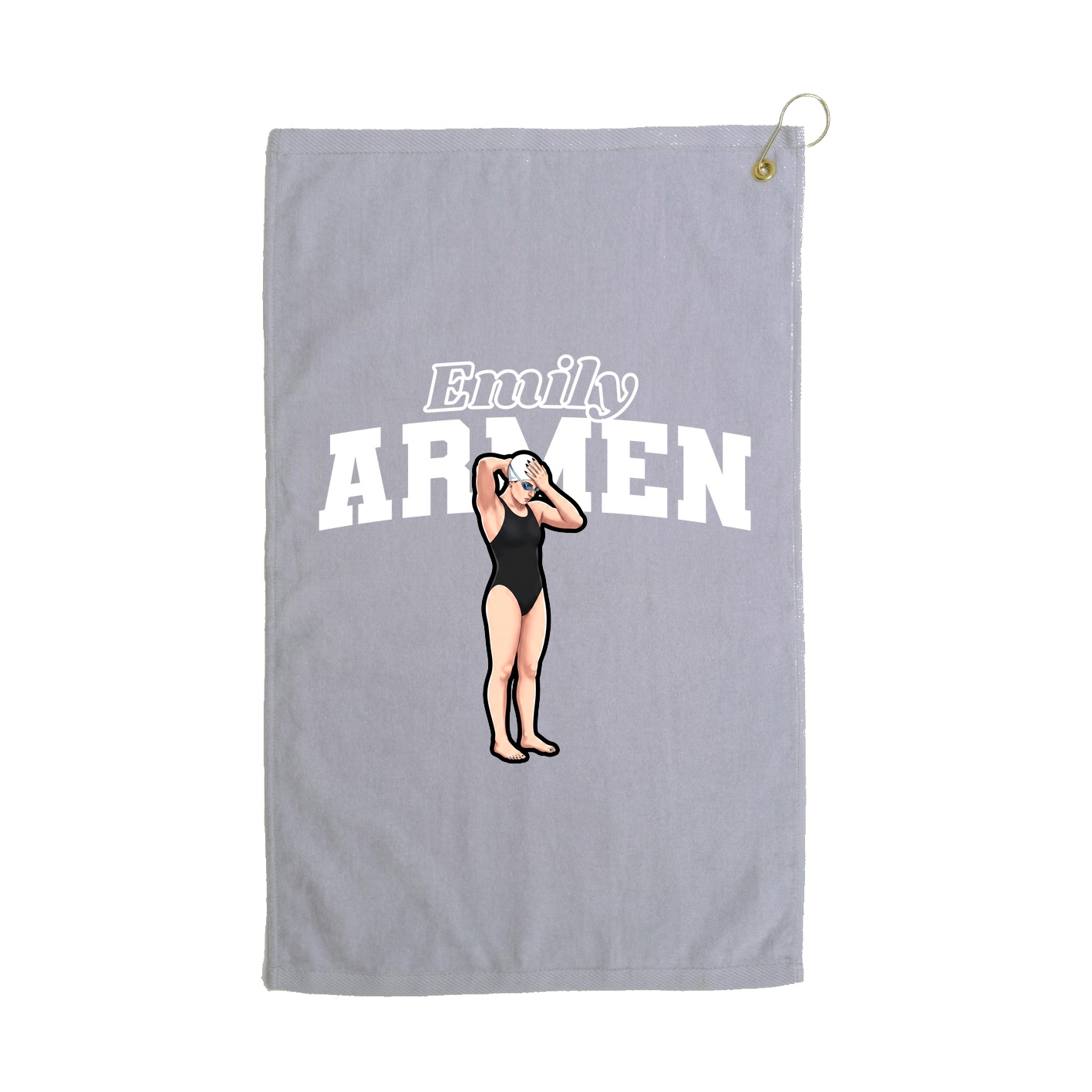 Golf Towel — Name Arch in Grey